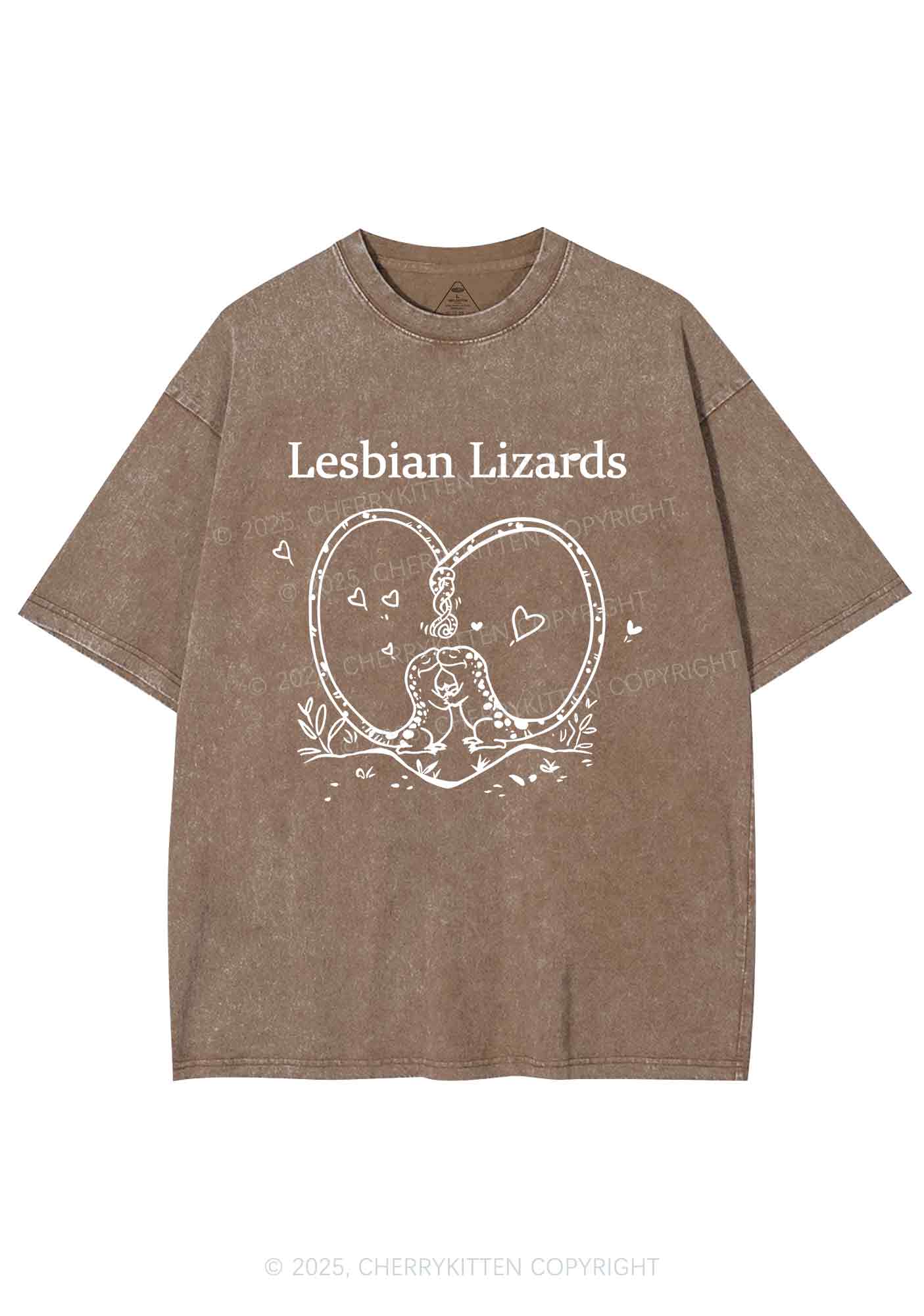 Lesbian Lizards Y2K Shirts Washed Tee Cherrykitten