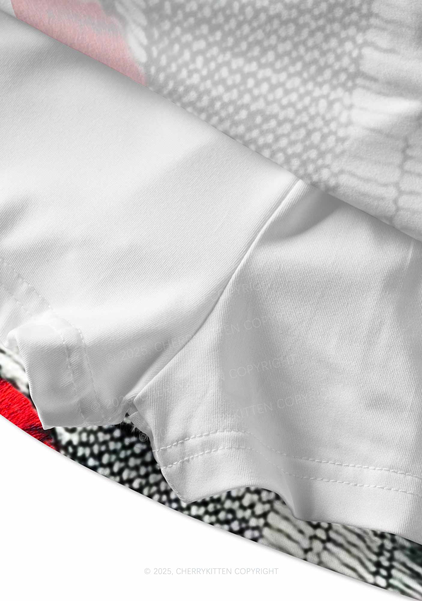 Tiger Striped Red Block Y2K Print Mini Skirt Cherrykitten