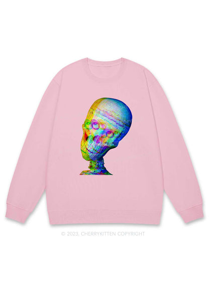 Rainbow Skull Halloween Y2K Sweatshirt Cherrykitten
