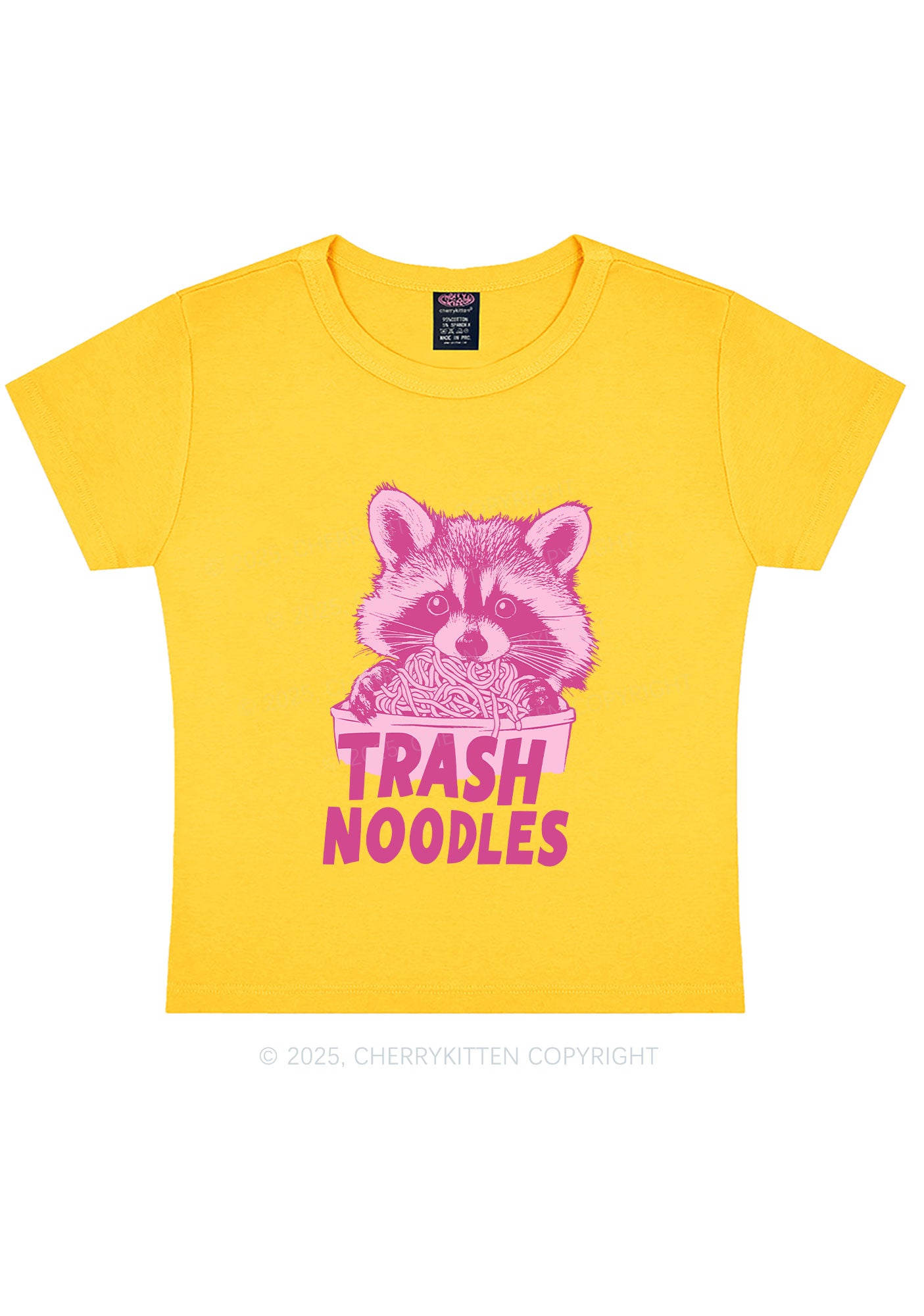 Raccoon Trash Noodles Y2K Baby Tee Cherrykitten