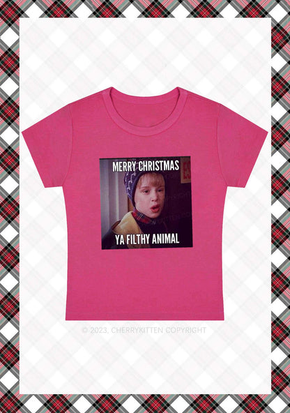 Merry Christmas Ya Filthy Animal Baby Tee Cherrykitten