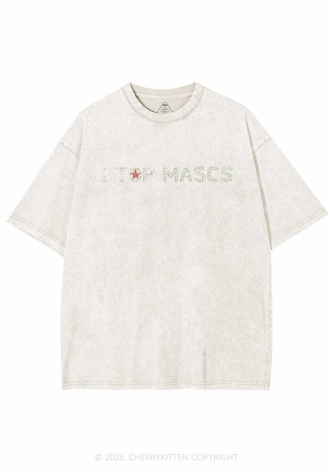 Rhinestone I Top Mascs Pride Y2K Shirts Washed Tee Cherrykitten