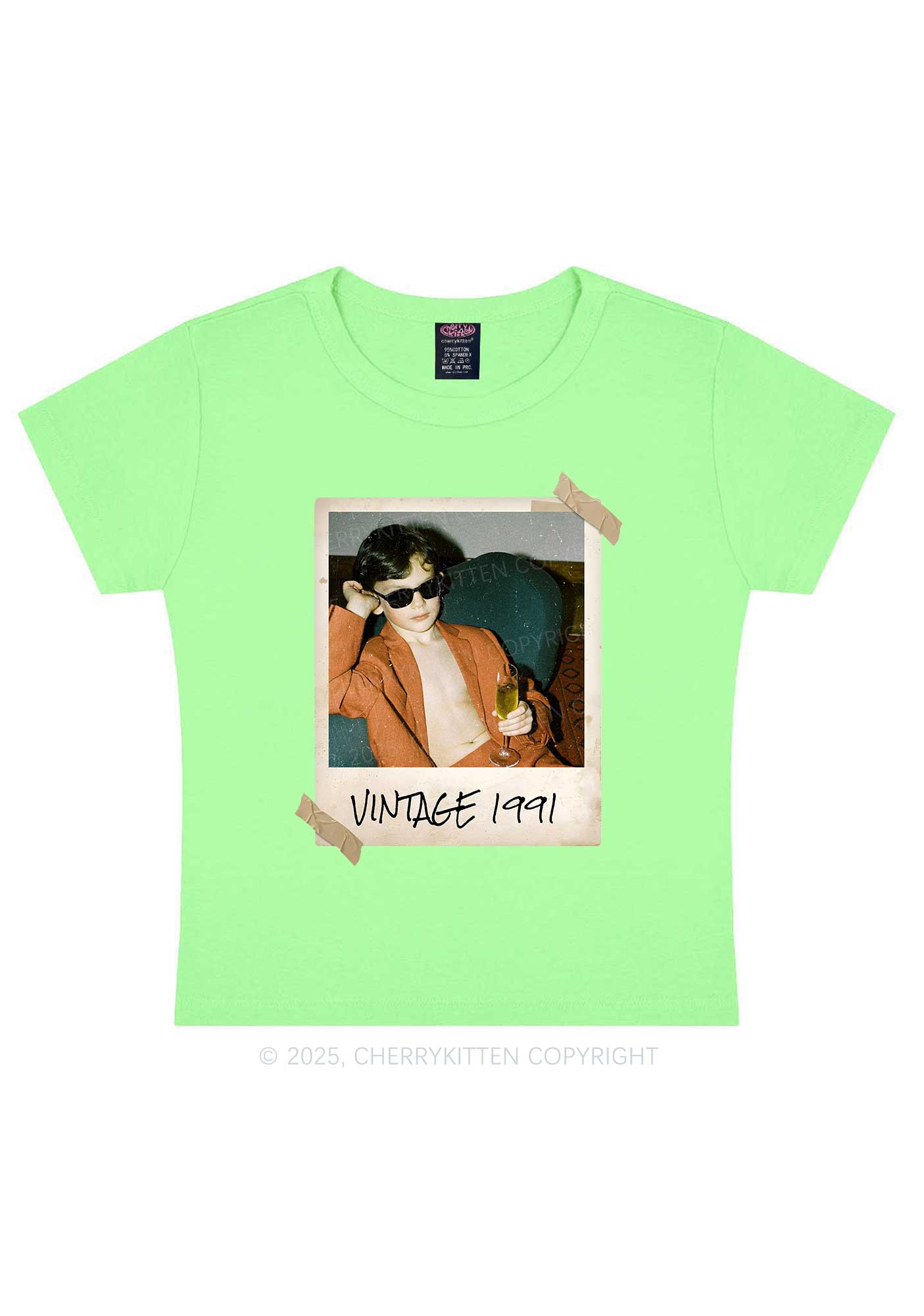 Custom Vintage Photo And Year Y2K Baby Tee Cherrykitten