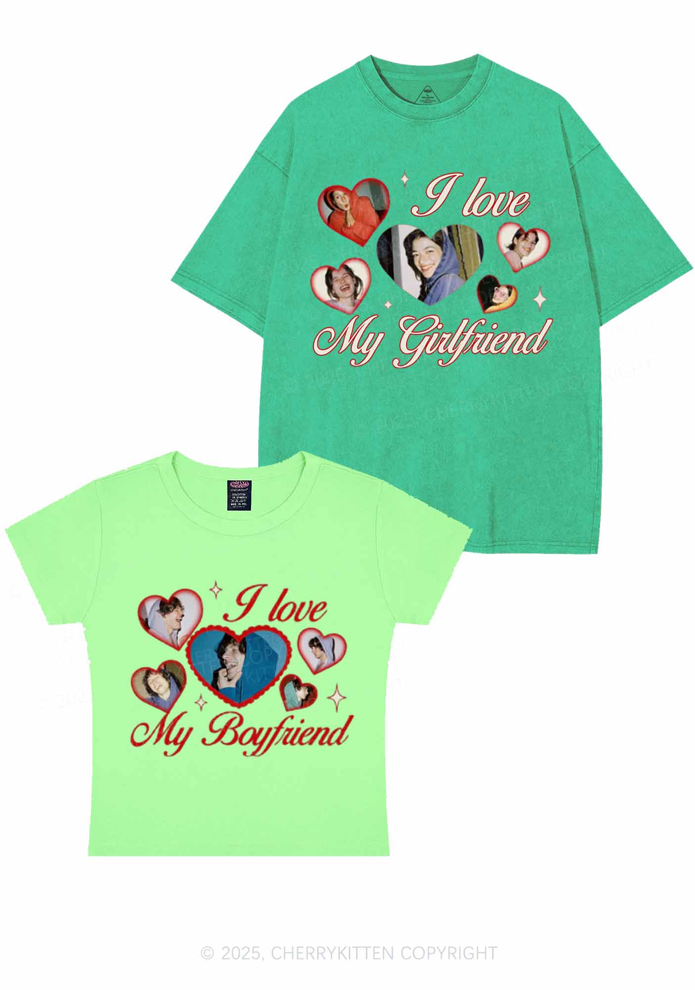 Custom Boyfriend Girlfriend Photos Y2K Valentine's Day Couple Shirt Cherrykitten