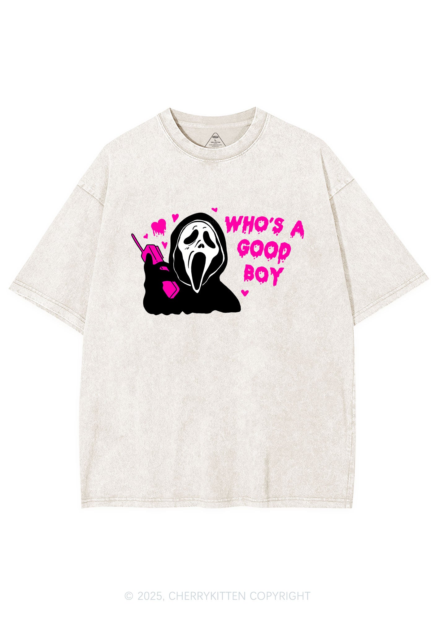 Halloween Whos Good Boy Y2K Washed Tee Cherrykitten