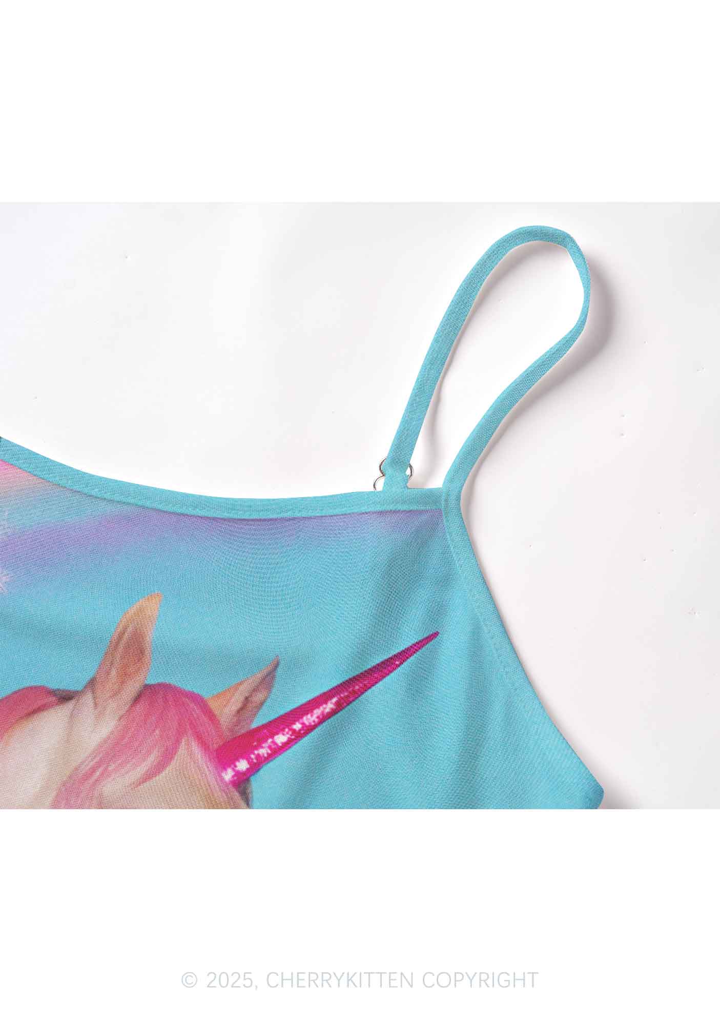 Colorful Unicorn Y2K Mesh Cami Tank Cherrykitten
