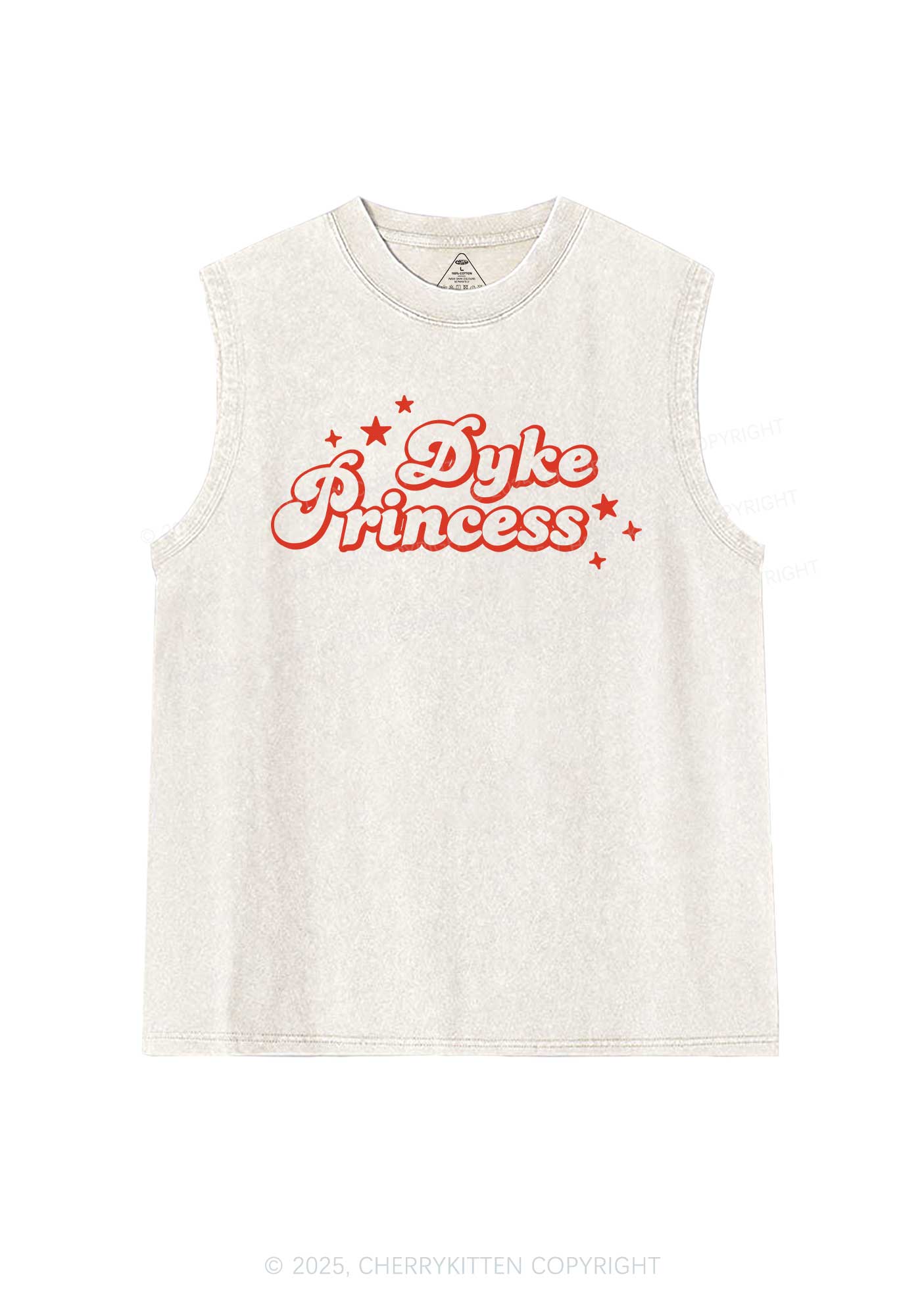 Dyke Princess Pride Y2K Washed Muscle Tank Cherrykitten