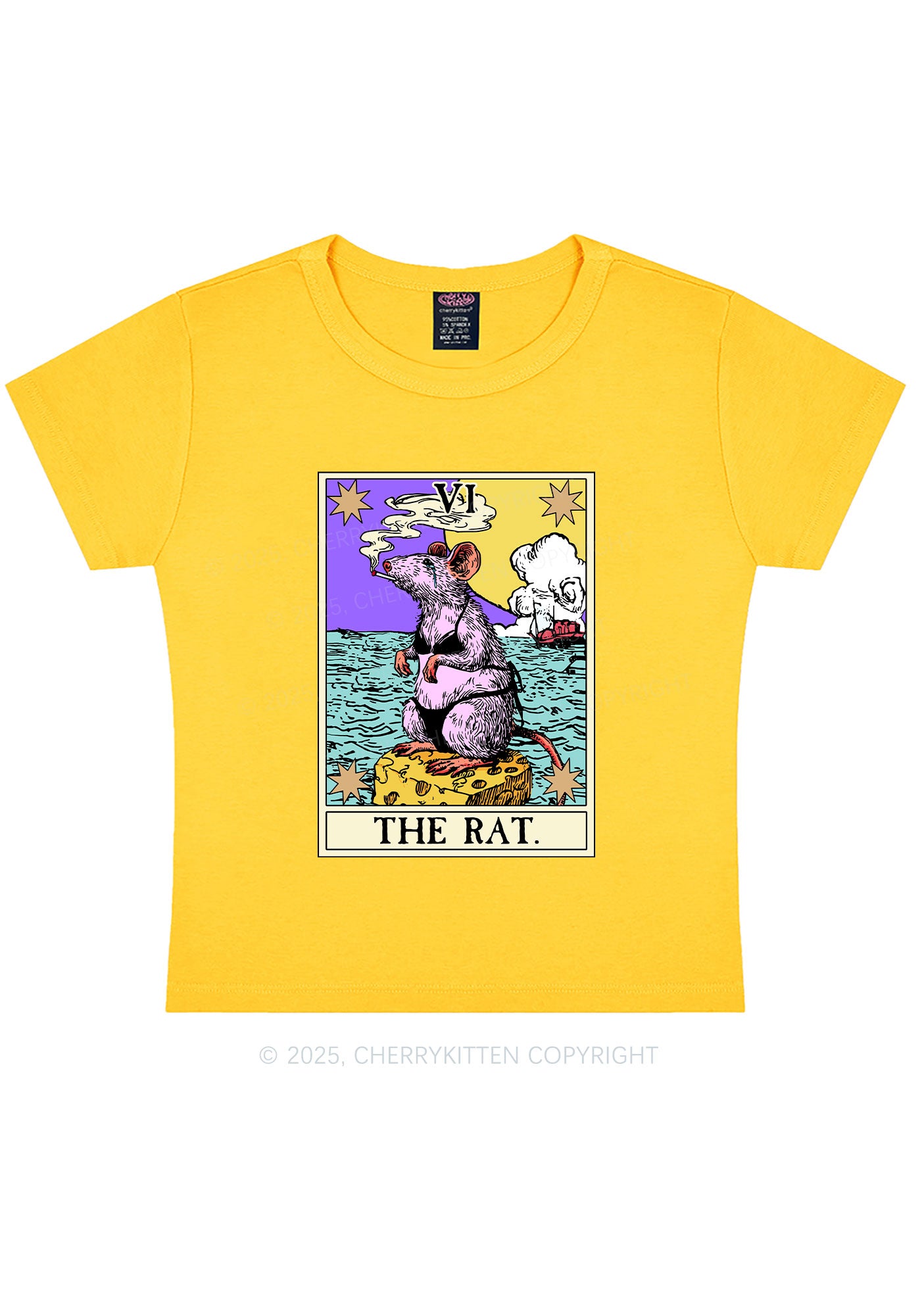 The Rat Smoking Y2K Baby Tee Cherrykitten