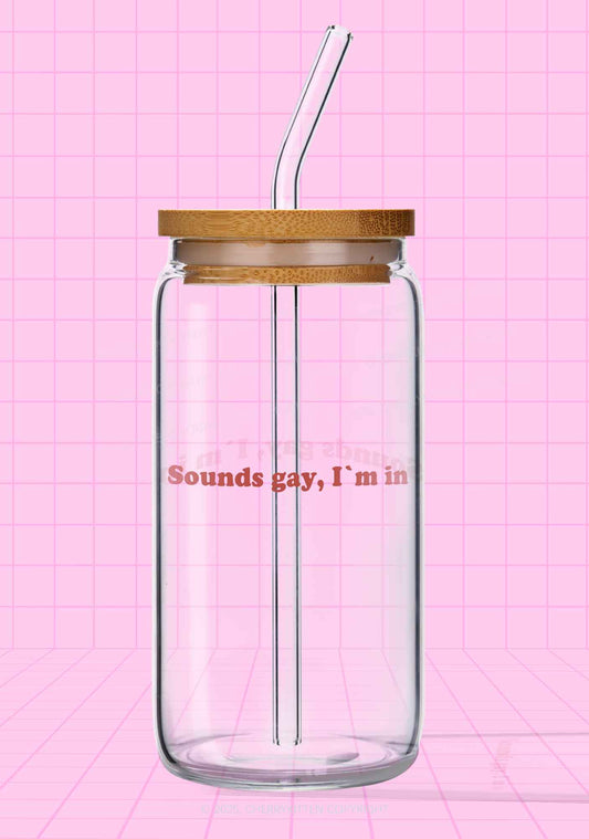 Sounds Gay Pride Y2K Printed Glass Cup Cherrykitten
