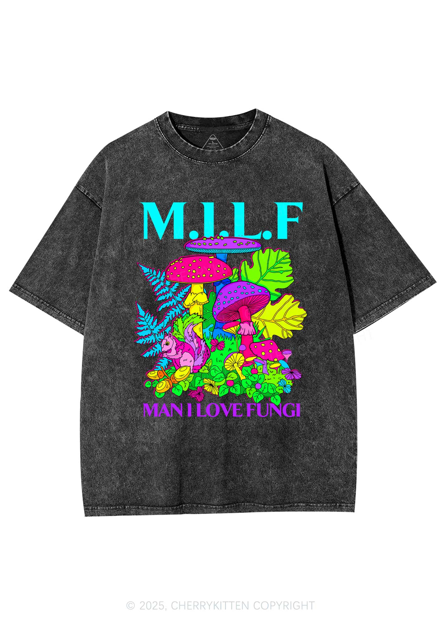 Man I Love Fungi Y2K Shirts Washed Tee Cherrykitten