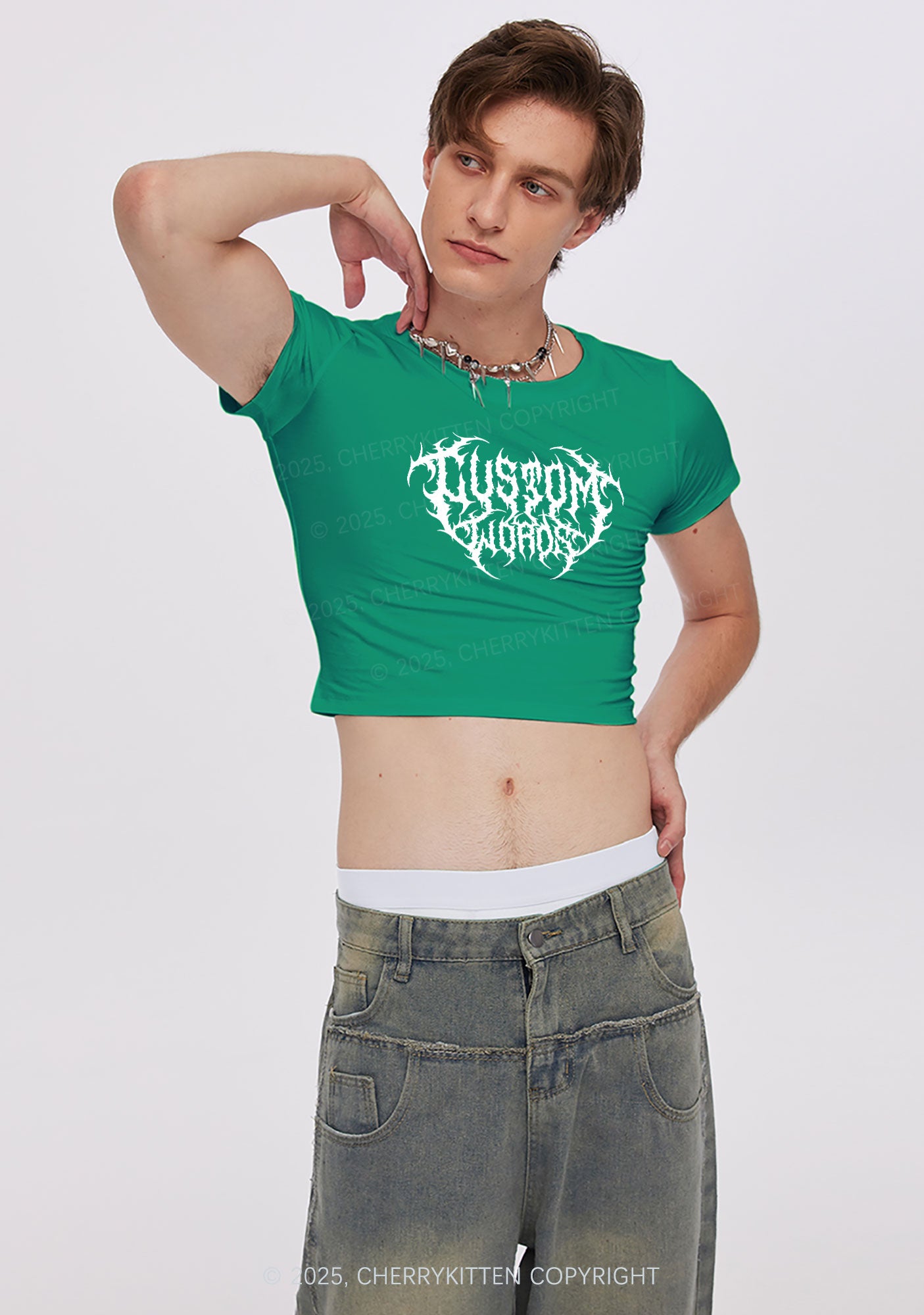 Custom Punk Words Y2K Baby Tee Cherrykitten