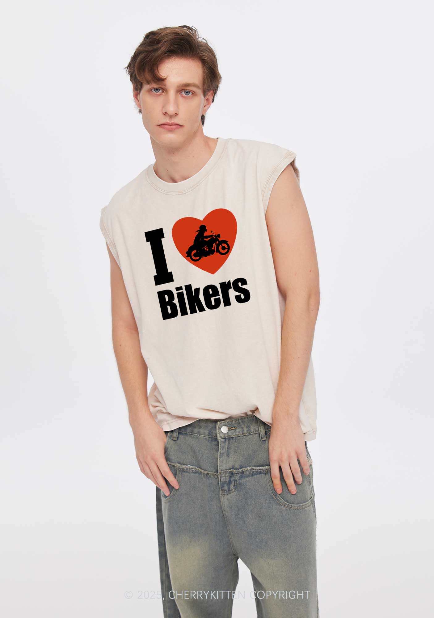 I Love Bikers Y2K Washed Muscle Tank Cherrykitten