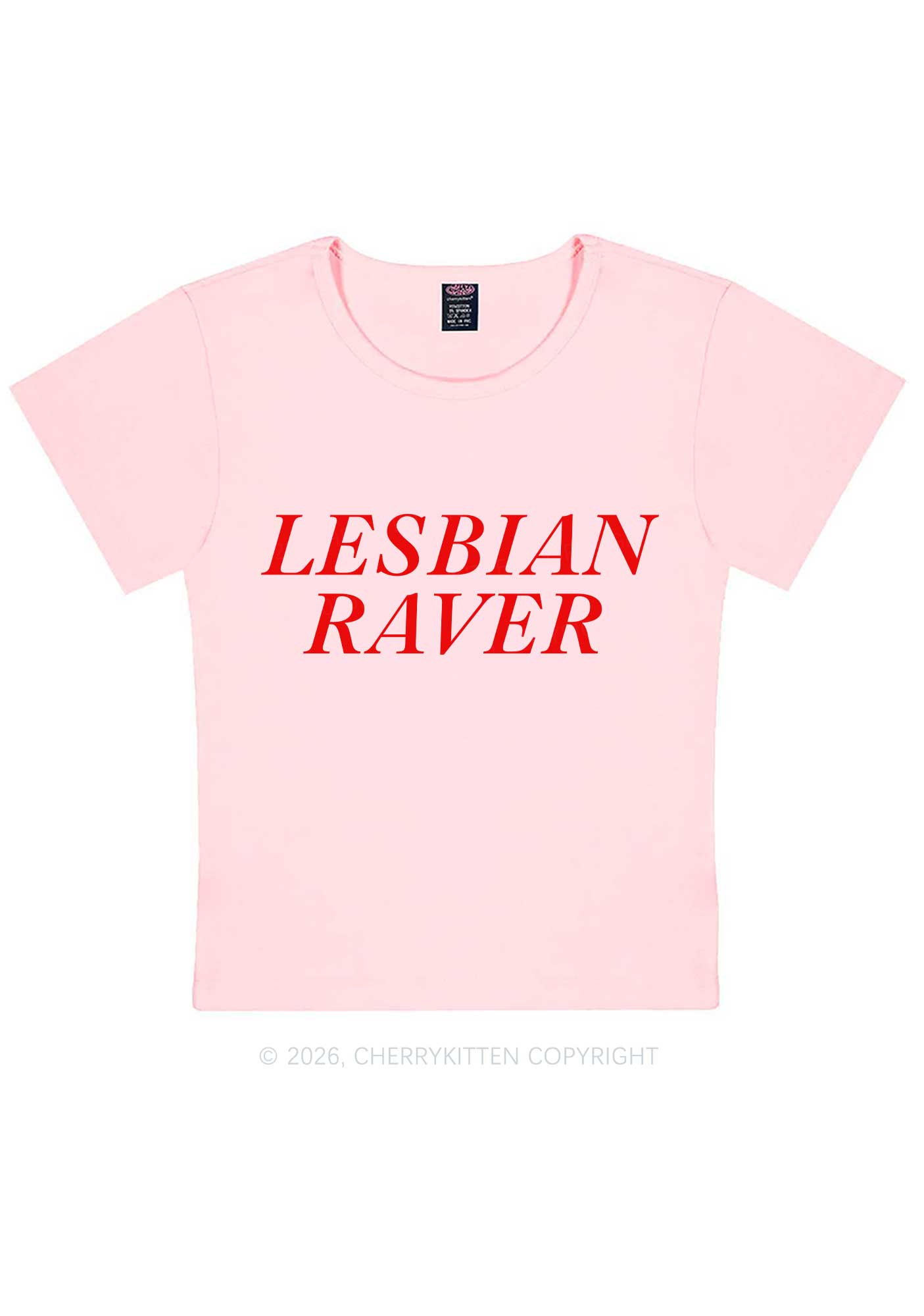 Lesbian Raver Pride Y2K Baby Tee Cherrykitten
