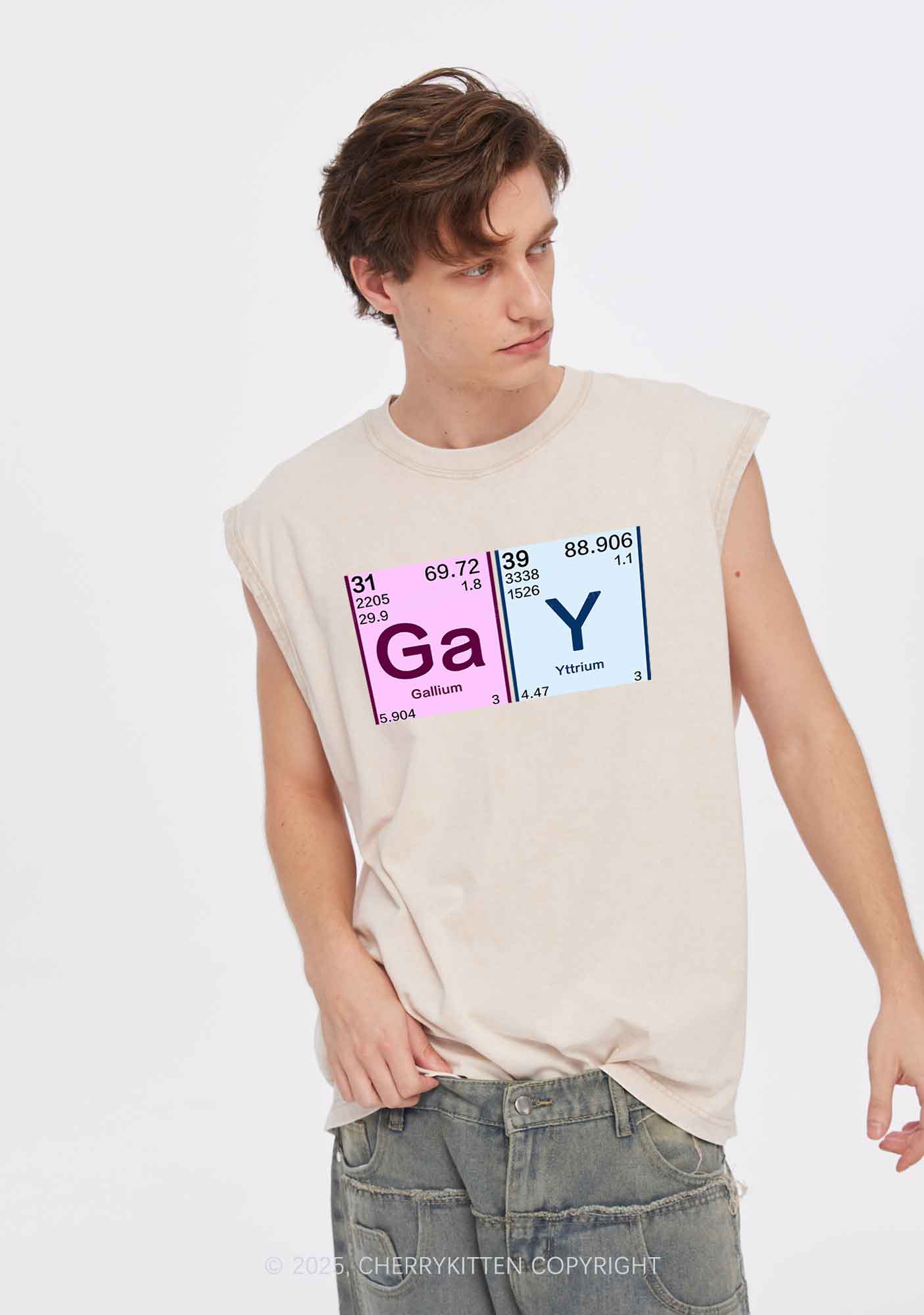 Gay Periodic Table Elements Pride Y2K Washed Muscle Tank Cherrykitten