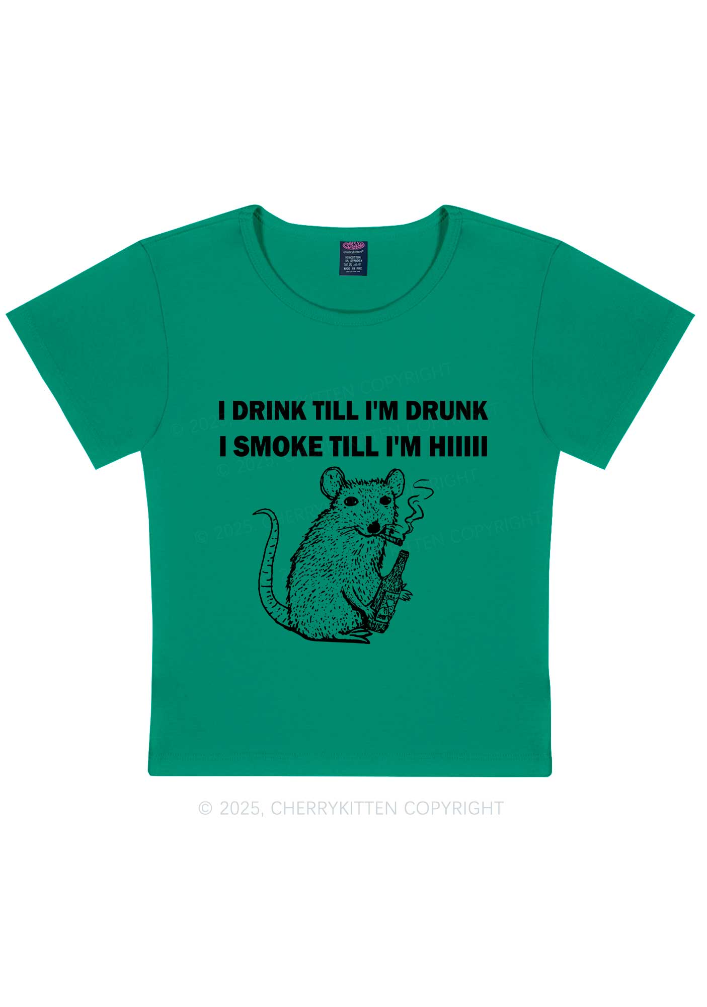 Drunk And Smoke Ratz Y2K Baby Tee Cherrykitten