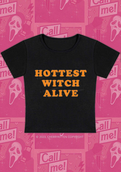 Hottest Witch Alive Halloween Baby Tee Cherrykitten