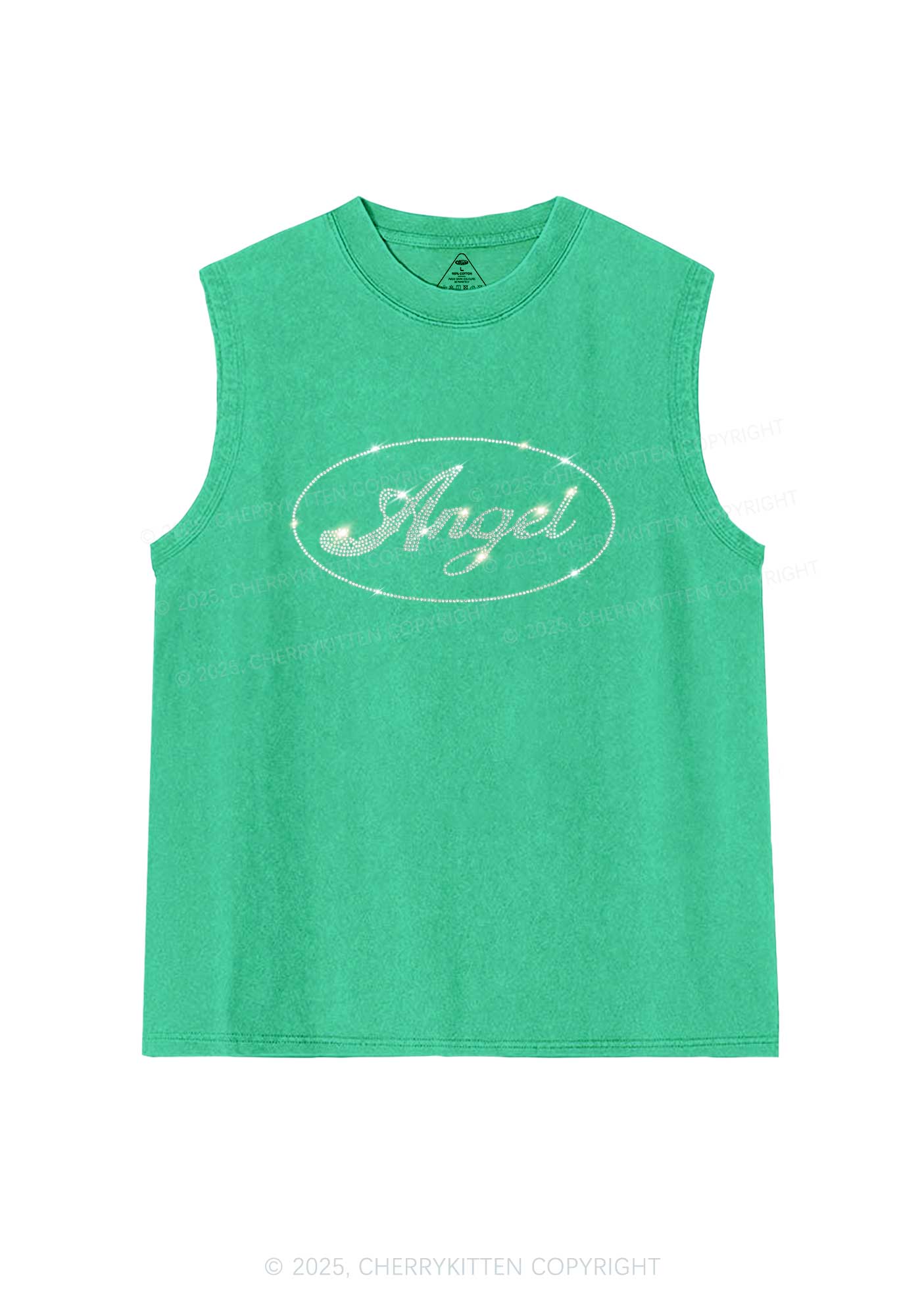 Rhinestone Angel Y2K Washed Muscle Tank Cherrykitten