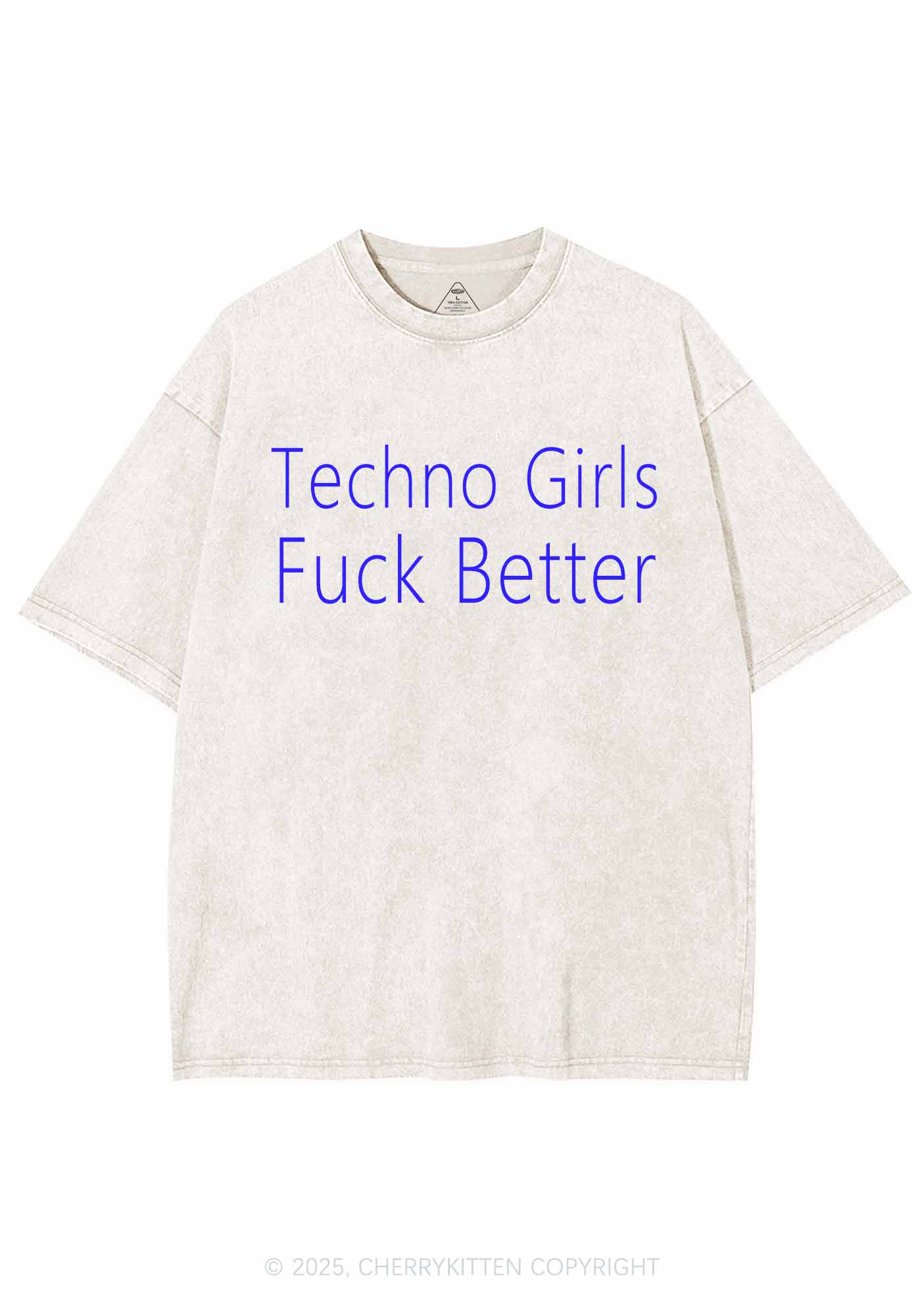Techno Girls Fxxk Better Y2K Shirts Washed Tee Cherrykitten