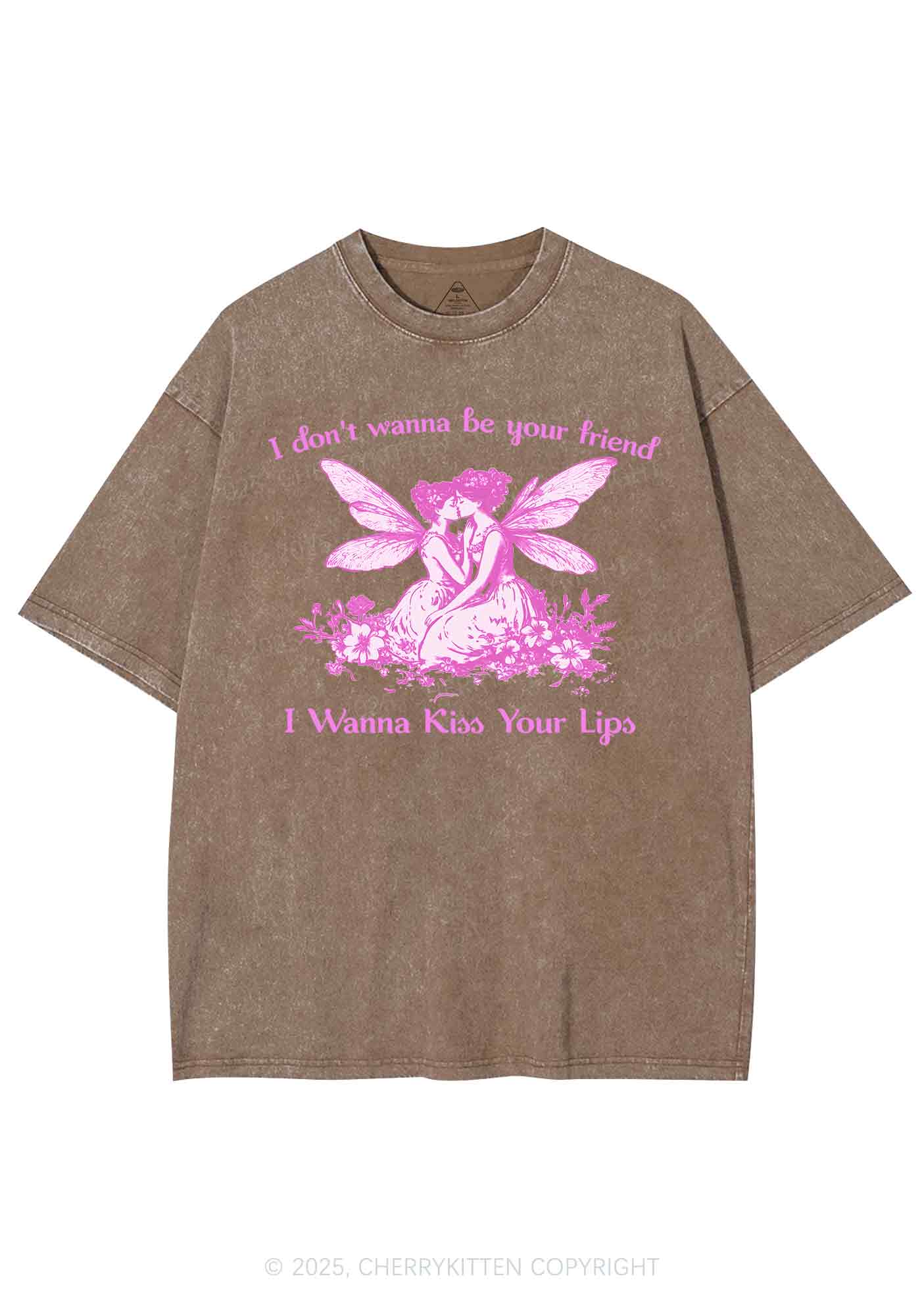 I Wanna Kiss Your Lips Pride Y2K Shirts Washed Tee Cherrykitten