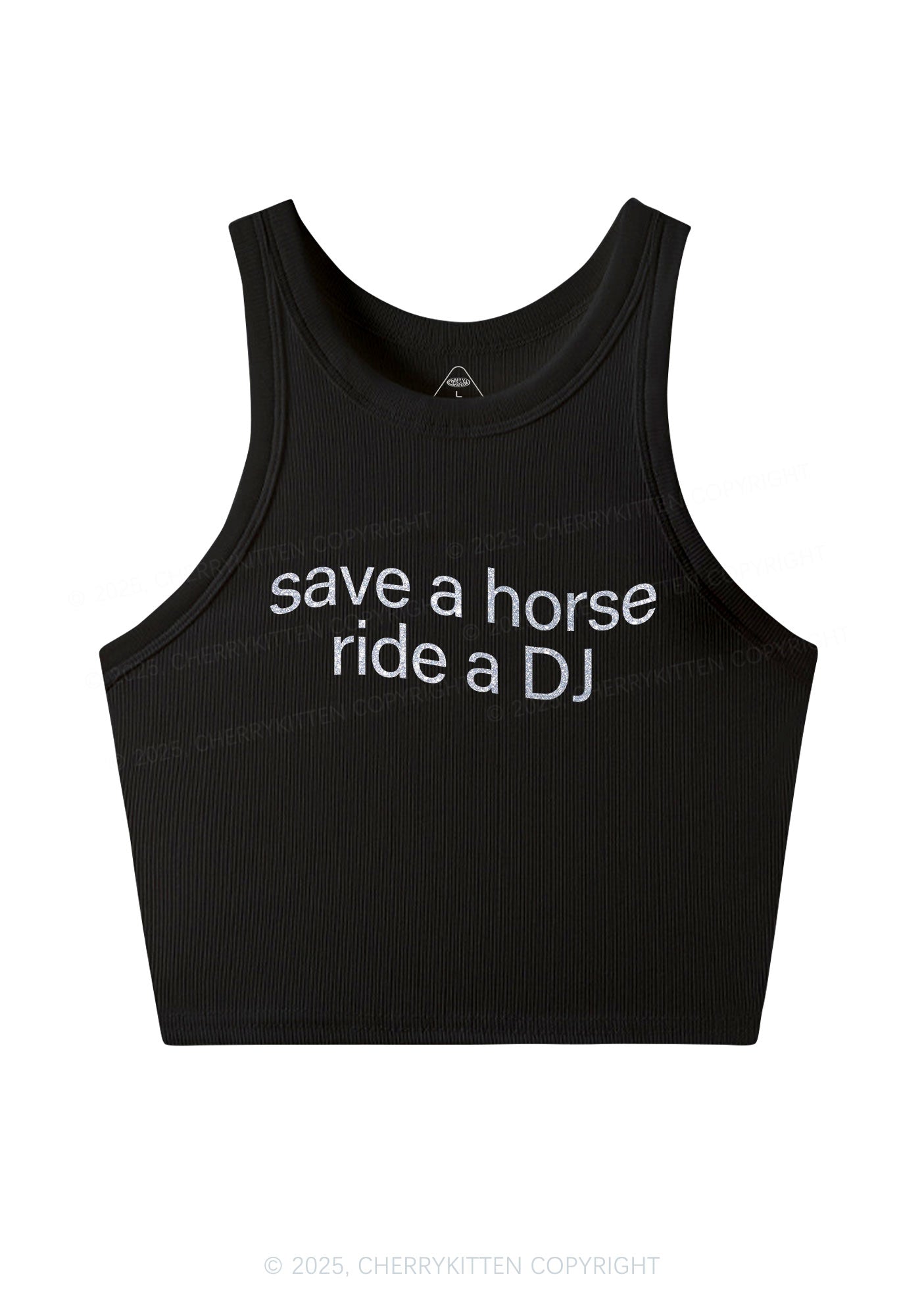 Glitter Ride A DJ Y2K Crop Tank Top Cherrykitten