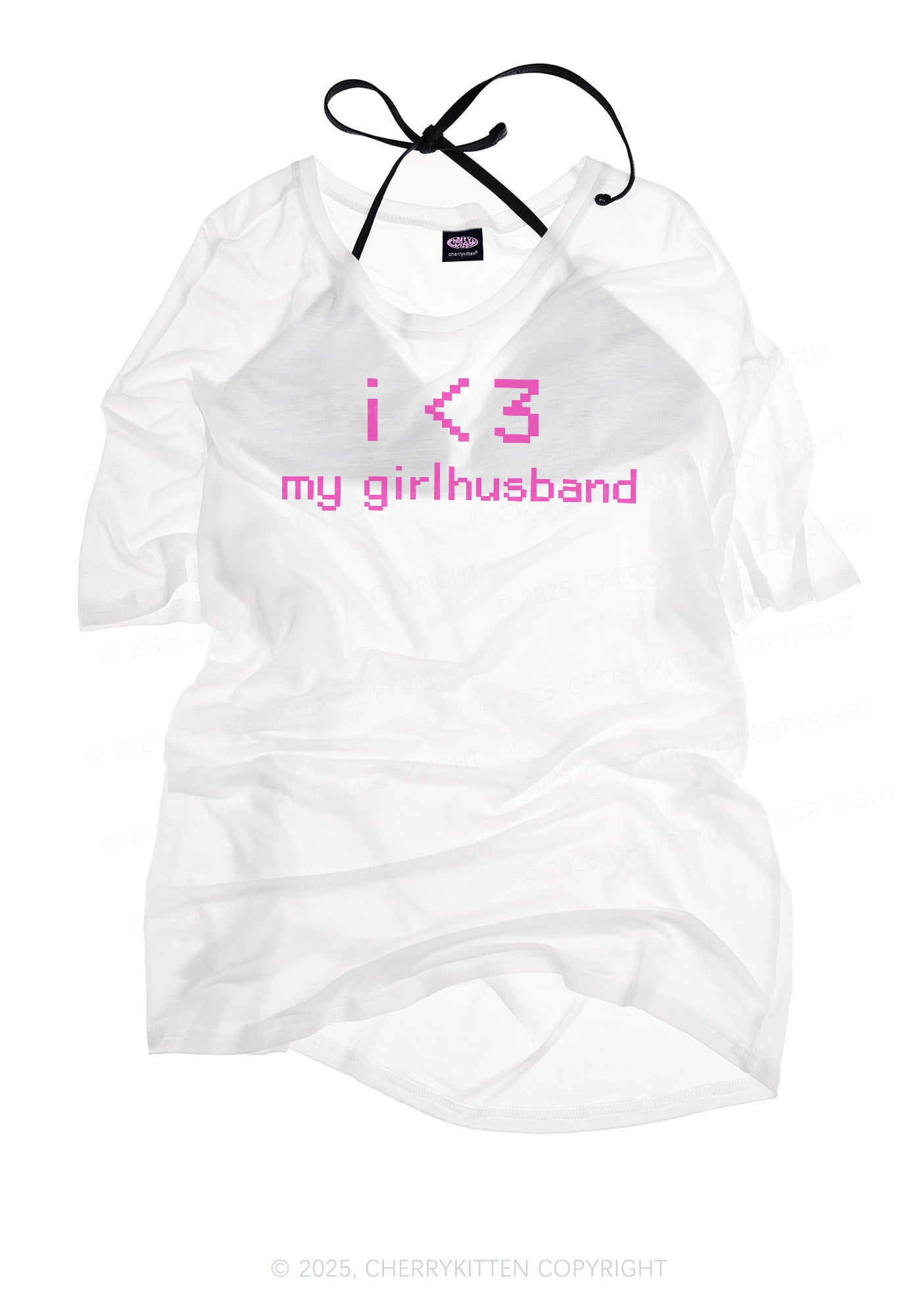 I Love My Girlhusband Y2K Sheer Boyfriend Tee Cherrykitten