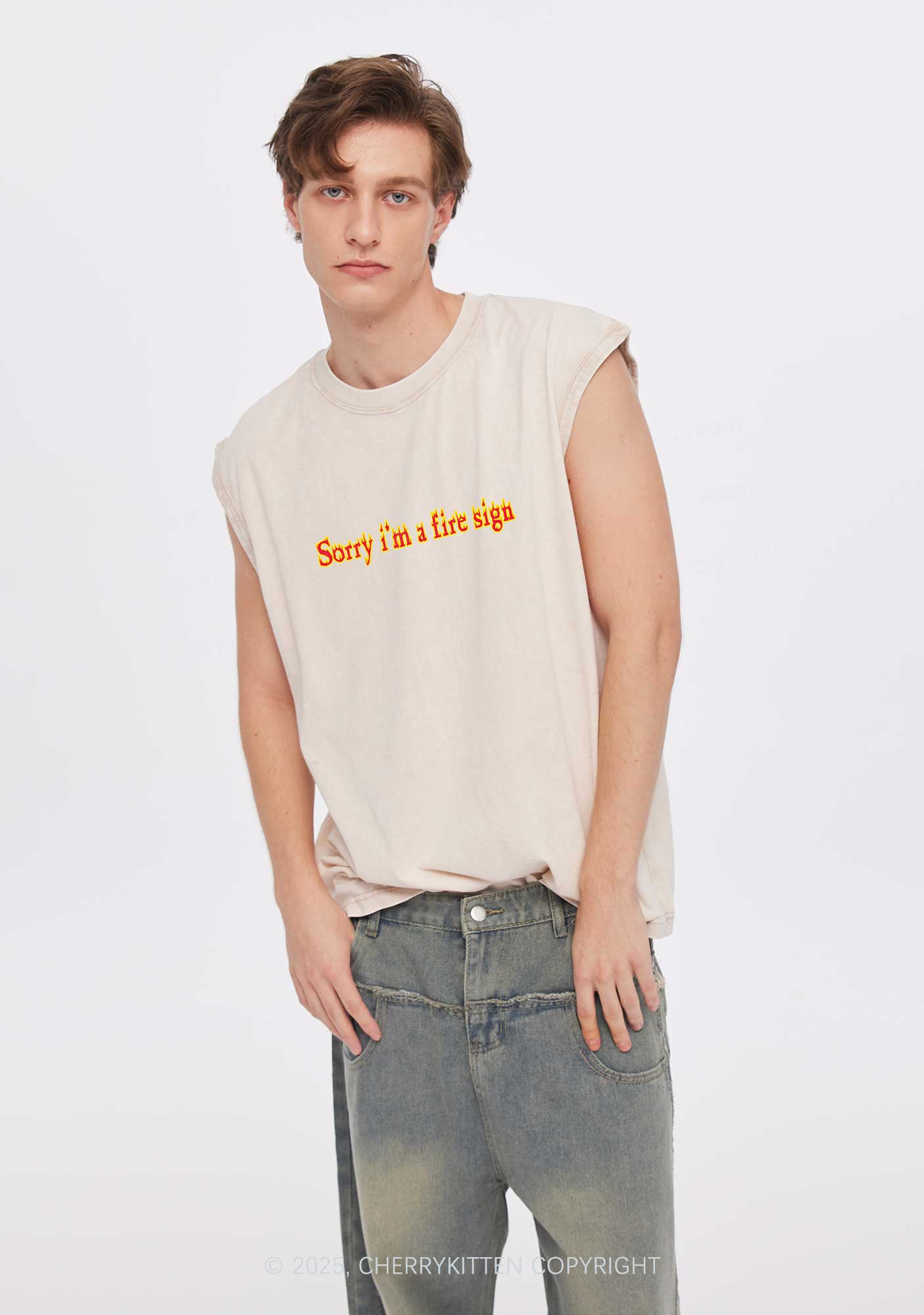 Fire Sign Y2K Washed Tank Cherrykitten