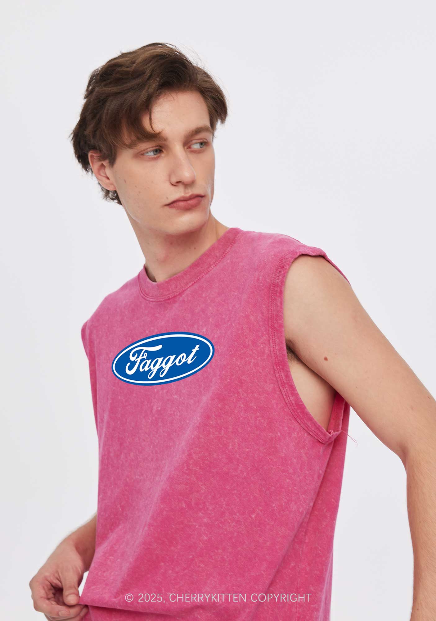 Faggot Pride Y2K Washed Muscle Tank Cherrykitten
