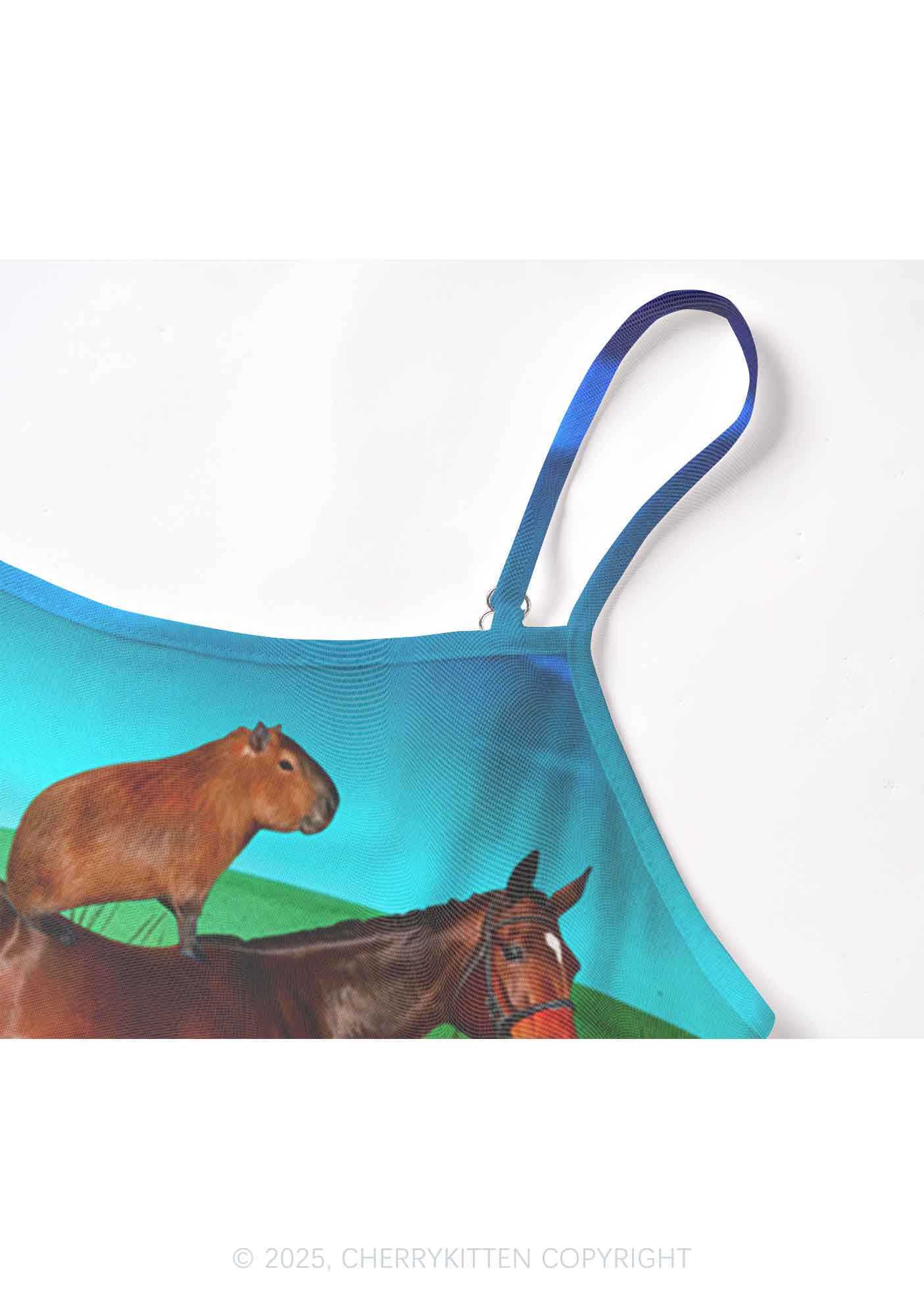 Horseback Capybara Y2K Mesh Cami Tank Cherrykitten
