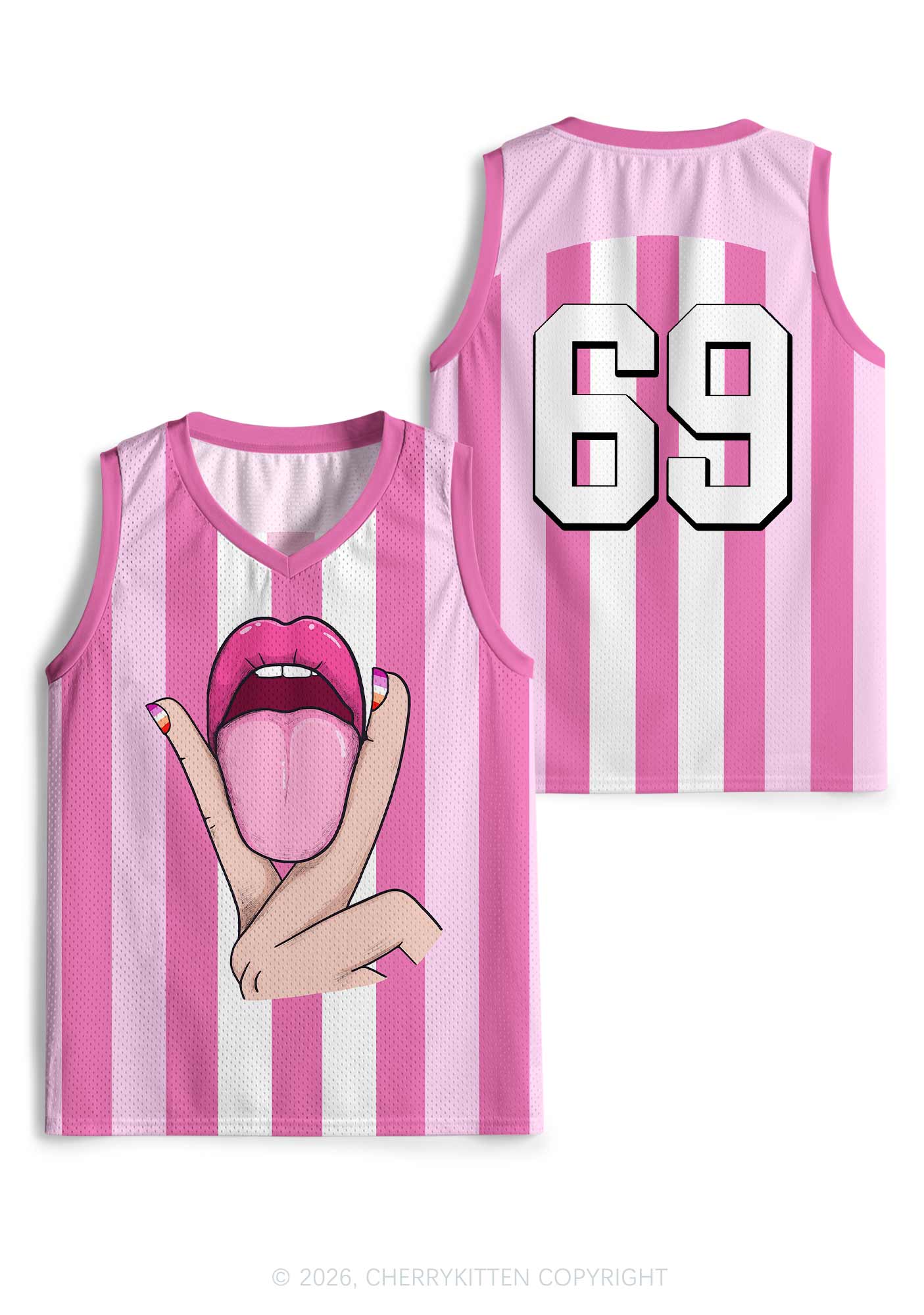 Lesbian Nails Lips Pride Y2K Sport Jersey Tank Cherrykitten