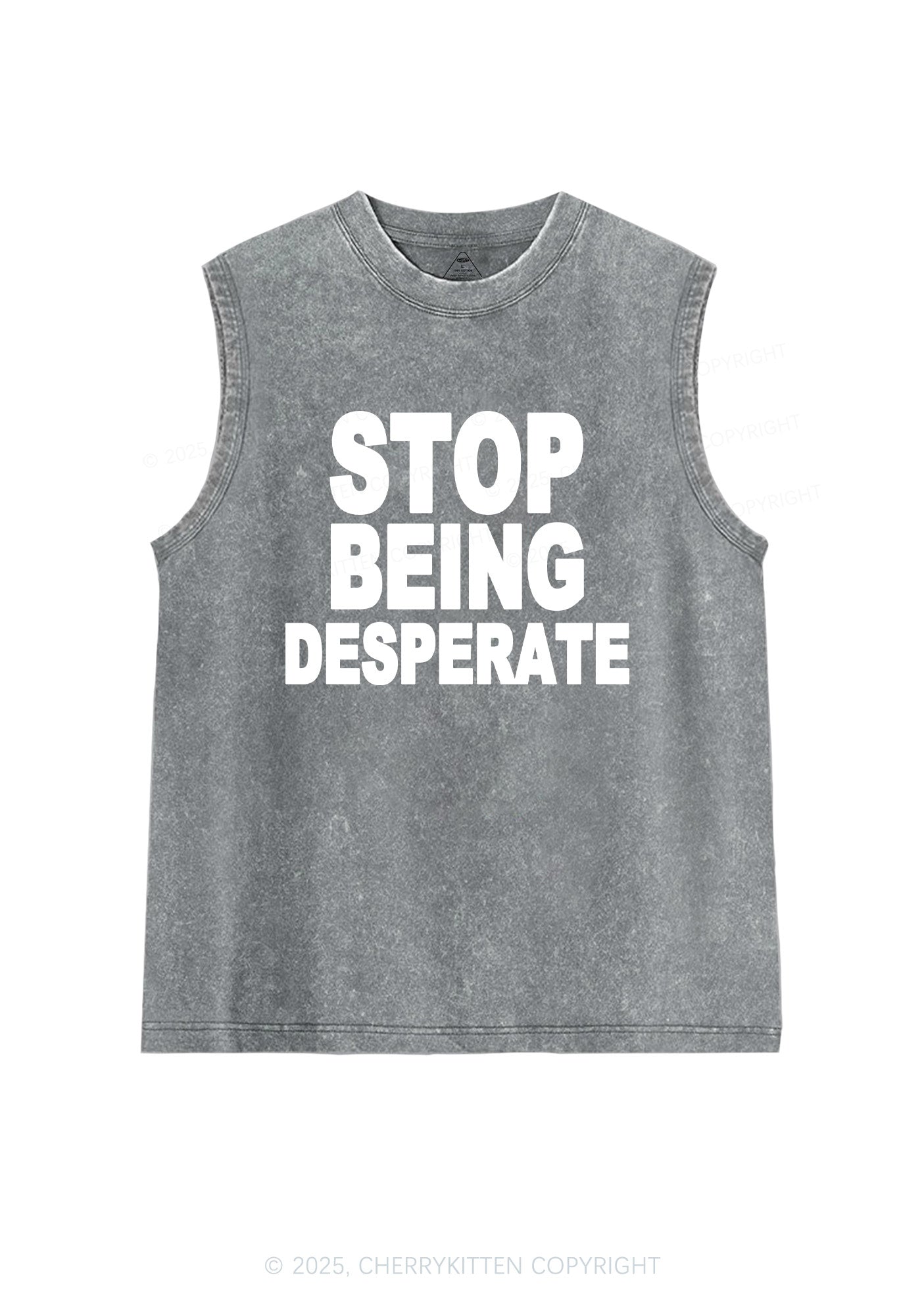 Stop Being Desperate Y2K Washed Muscle Tank Cherrykitten