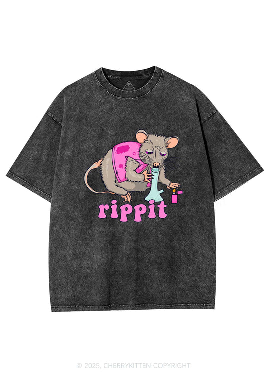 Rippit Rat Y2K Shirts Washed Tee Cherrykitten