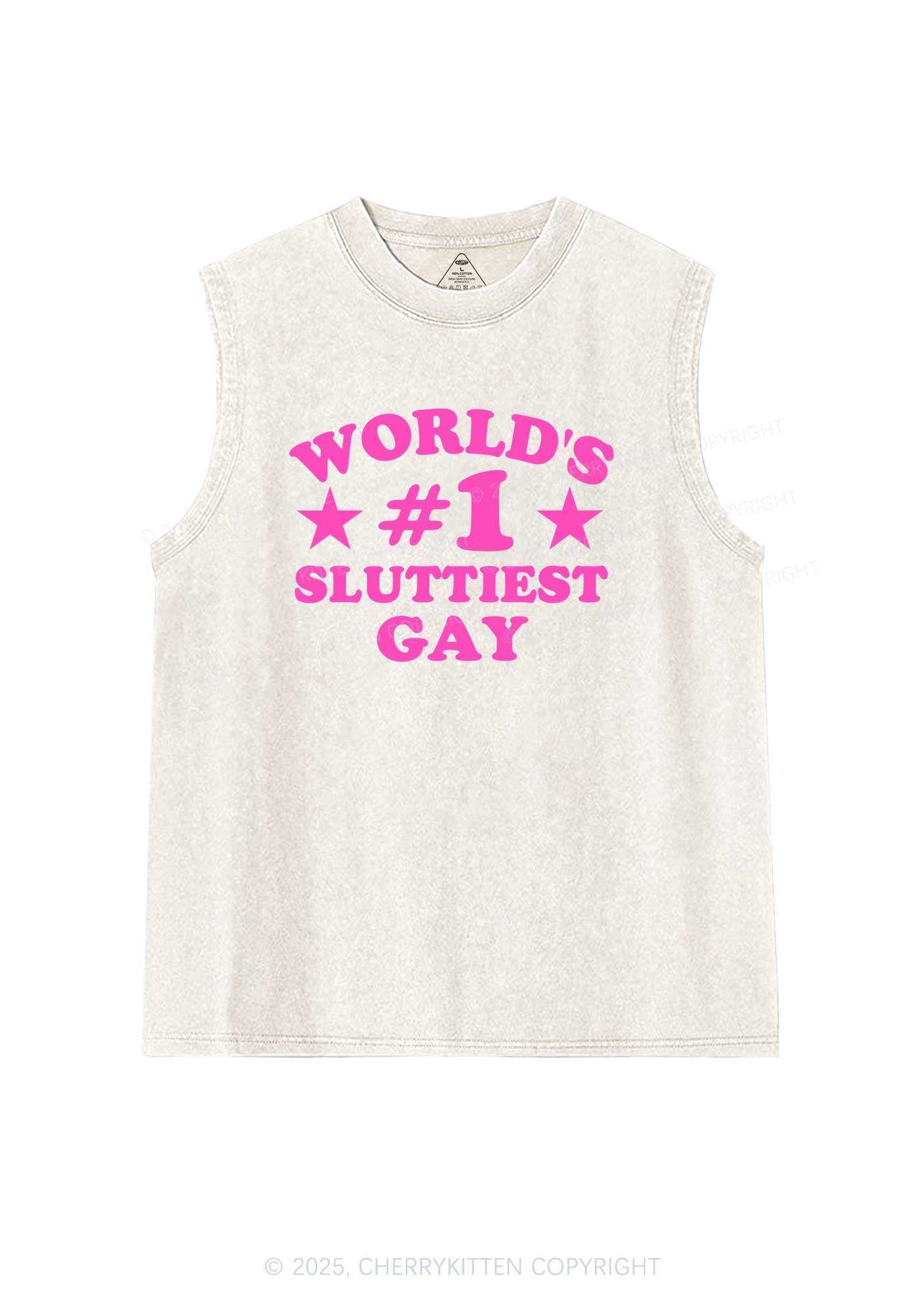 Worlds First Slxttiest Gay Pride Y2K Washed Muscle Tank Cherrykitten