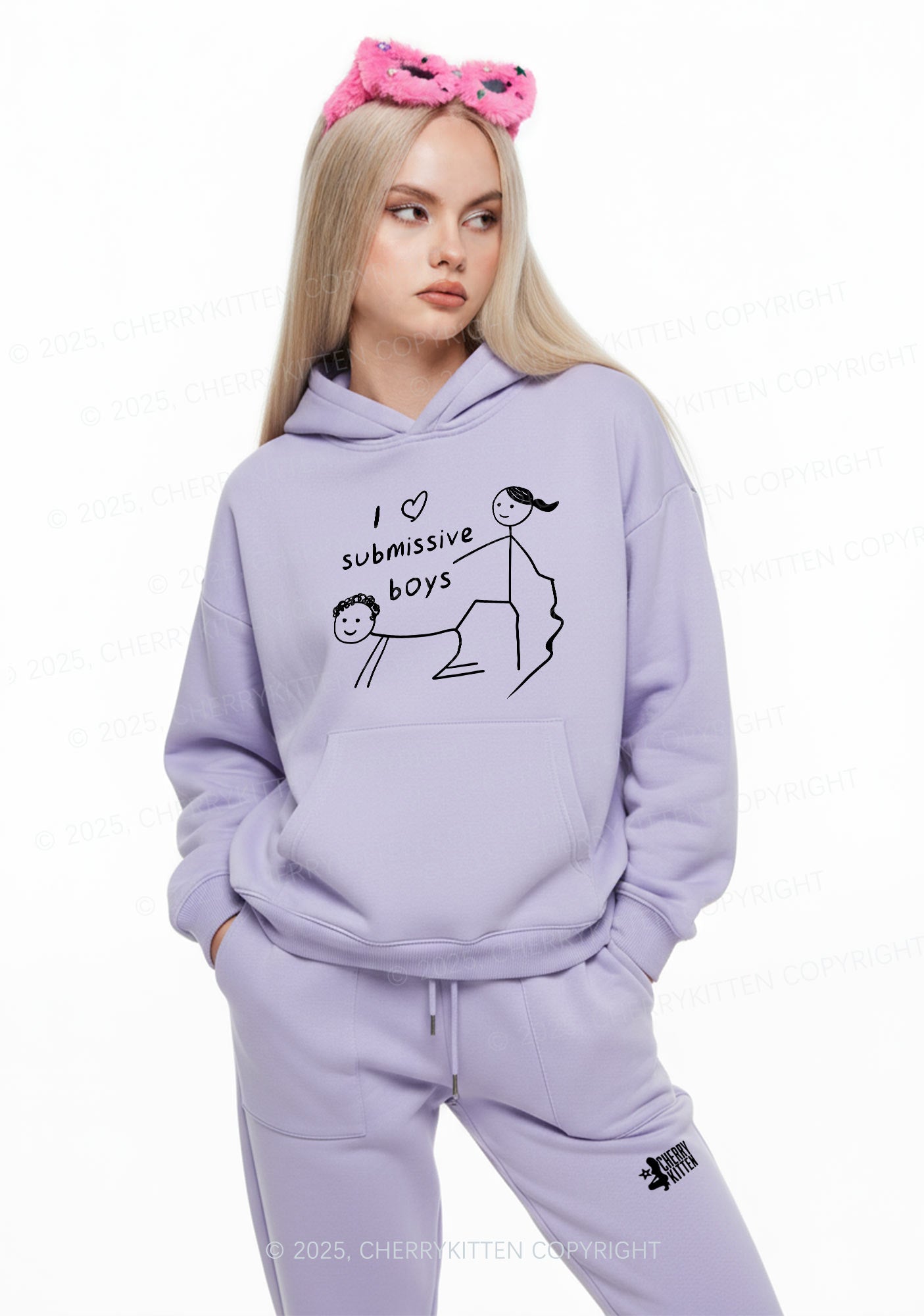 I Love S Boys Y2K Fleece Hoodie Set Cherrykitten