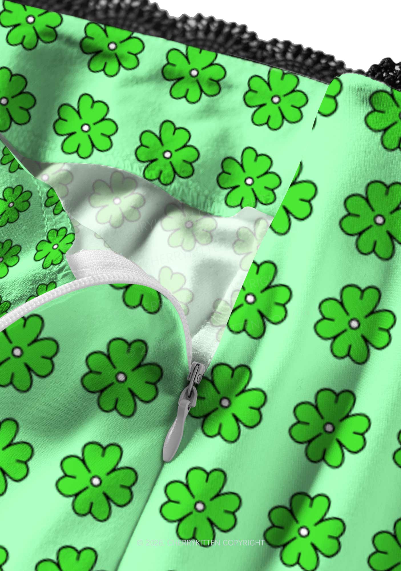 Green Clover Grid St Patricks Y2K Print Midi Skirt Cherrykitten