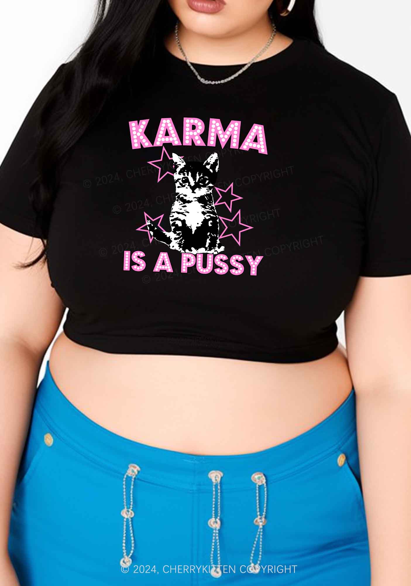 Curvy Karma Puxxy Y2K Baby Tee Cherrykitten