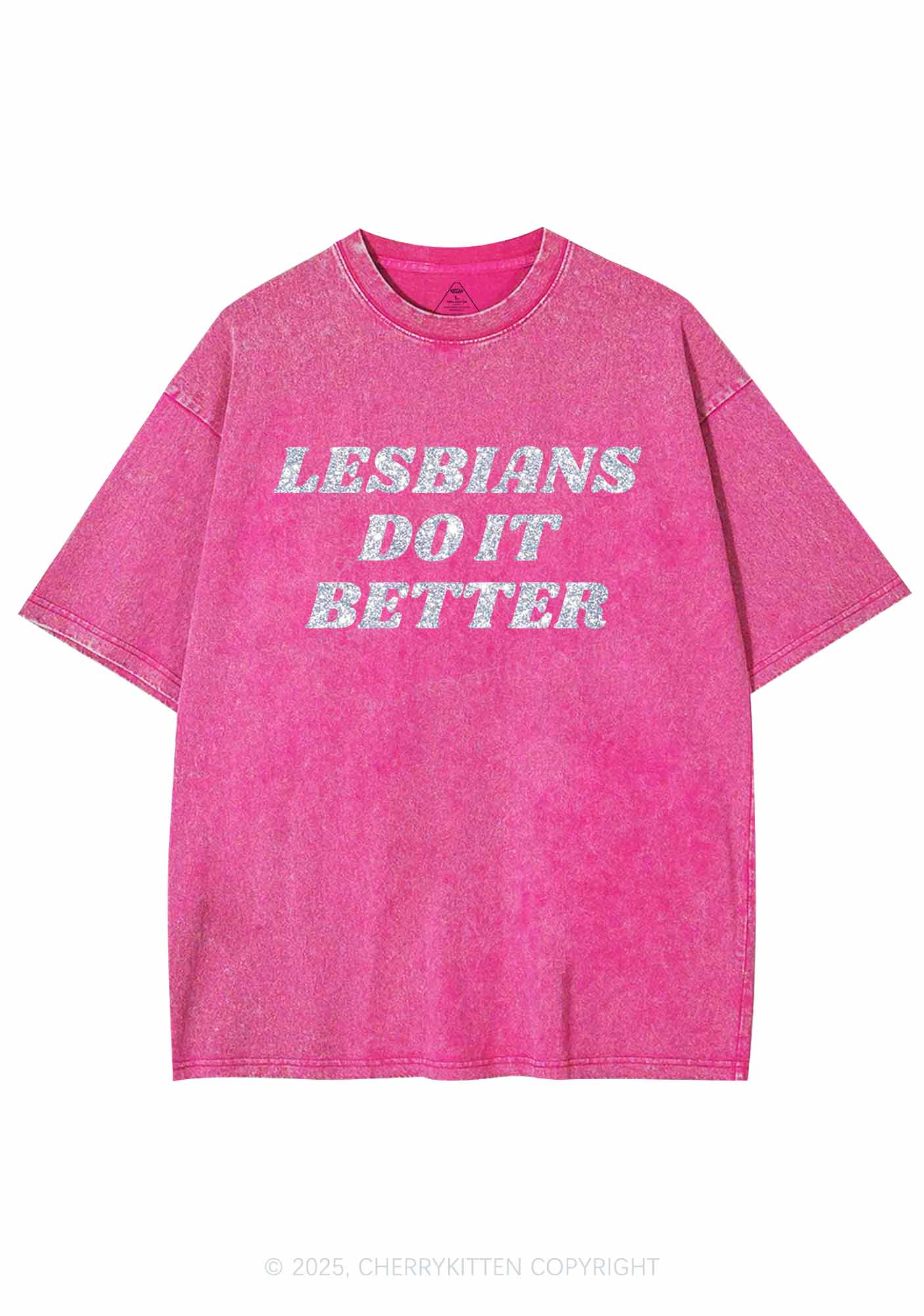 Glitter Lesbians Do It Better Pride Y2K Shirts Washed Tee Cherrykitten
