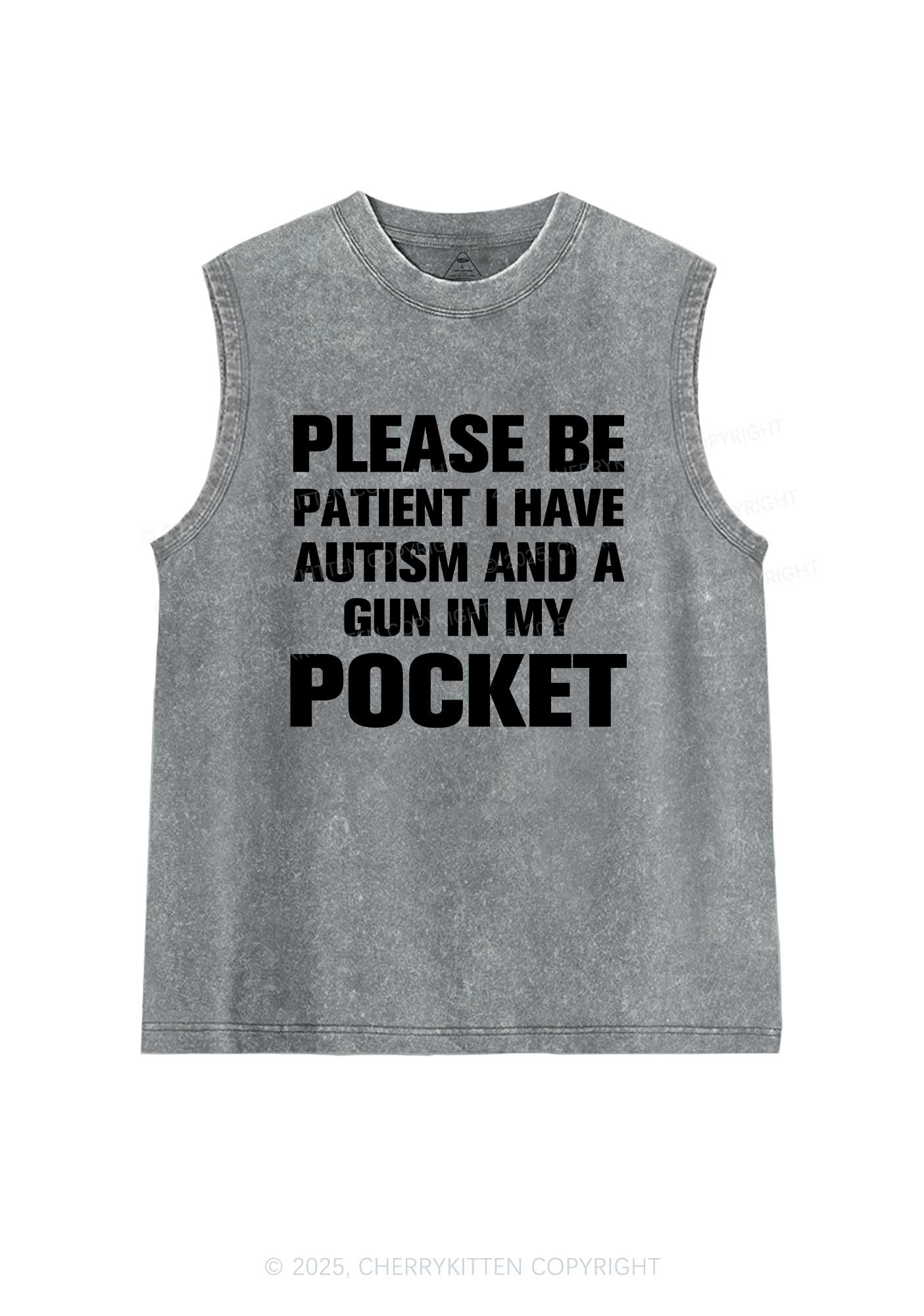 Please Be Patient Y2K Washed Muscle Tank Cherrykitten