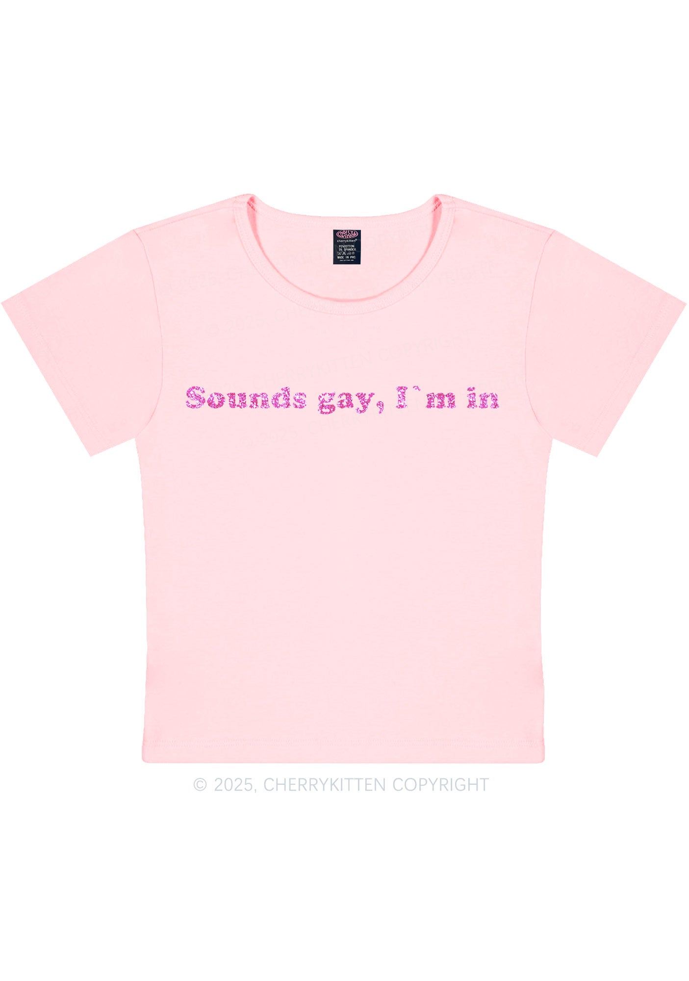 Glitter Sounds Gay Pride Y2K Baby Tee Cherrykitten