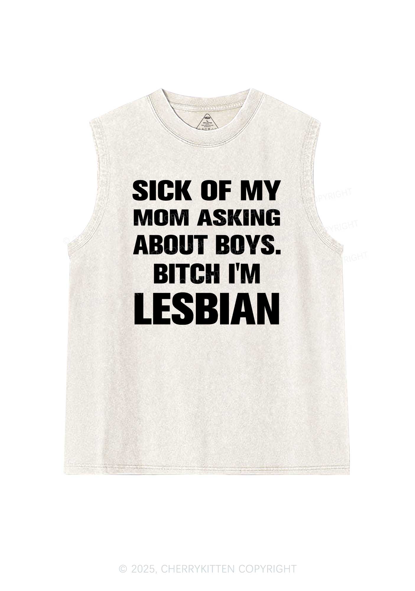 Bxxch Im Lesbian Pride Y2K Washed Muscle Tank Cherrykitten