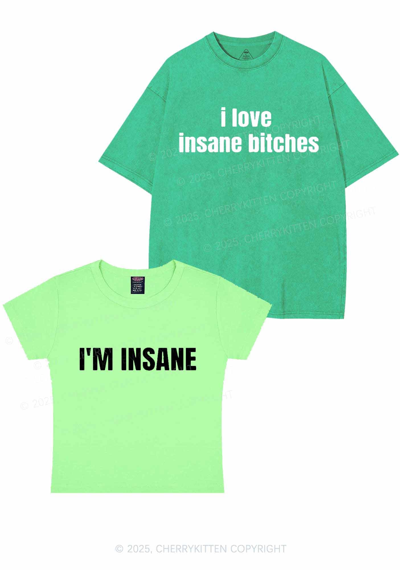 I Love Insane Y2K Valentine's Day Couple Shirt Cherrykitten
