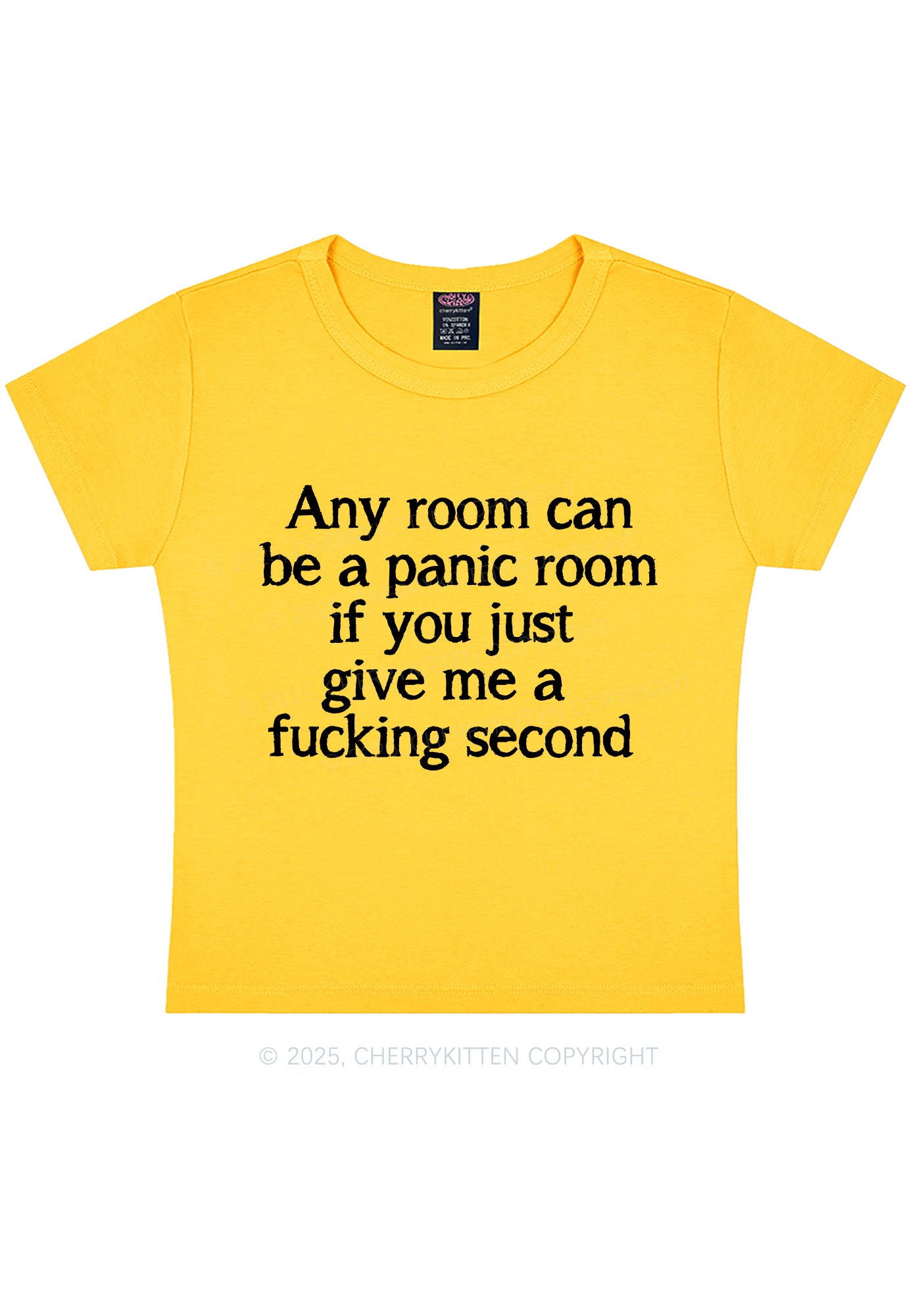 Any Room Can Be Panic Y2K Baby Tee Cherrykitten