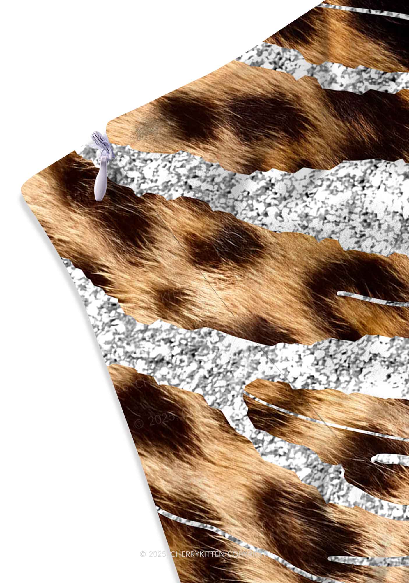 Silver Glitter Leopard Y2K Print Mini Skirt Cherrykitten