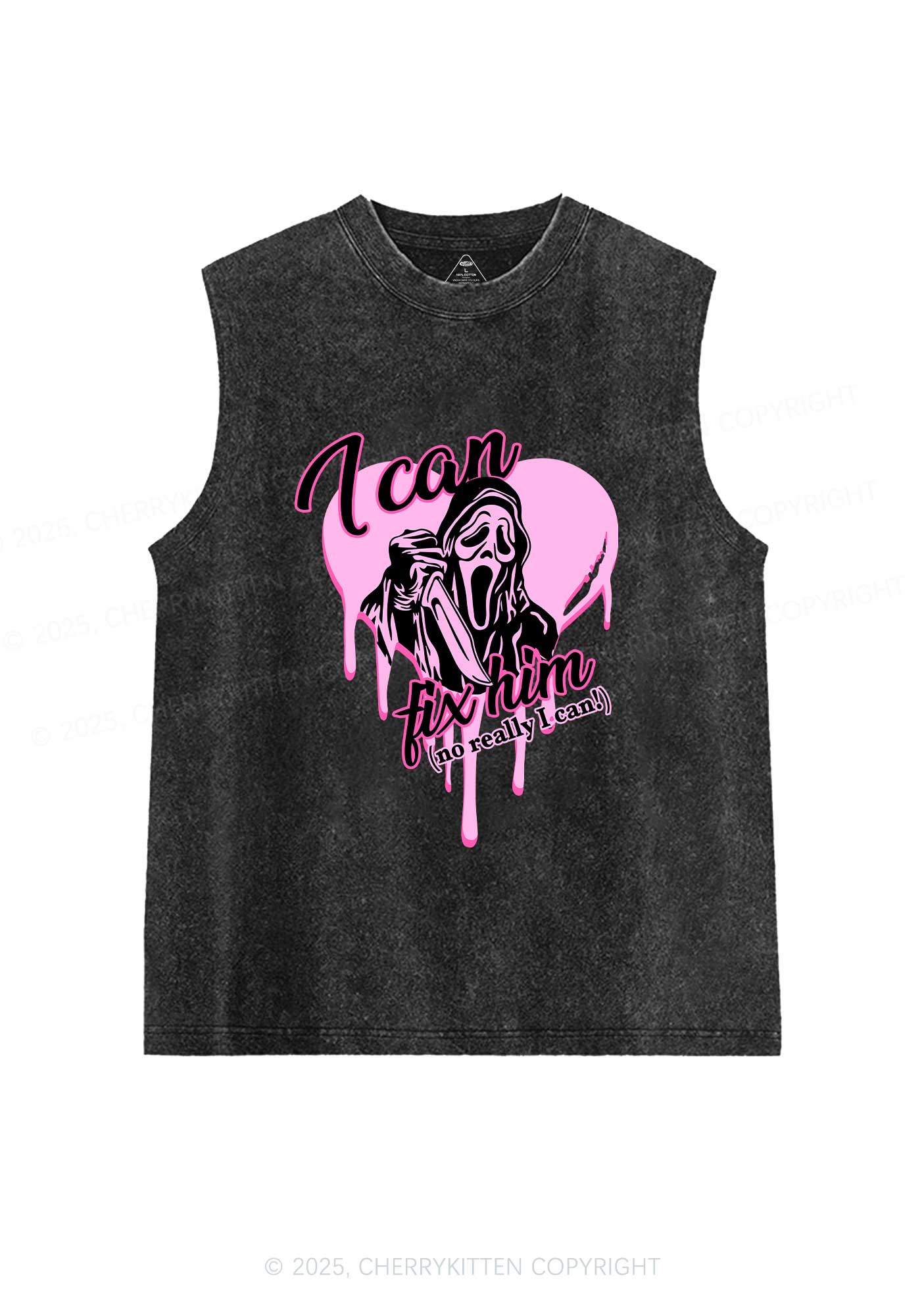 Halloween Ghost Fix Him Y2K Washed Muscle Tank Cherrykitten