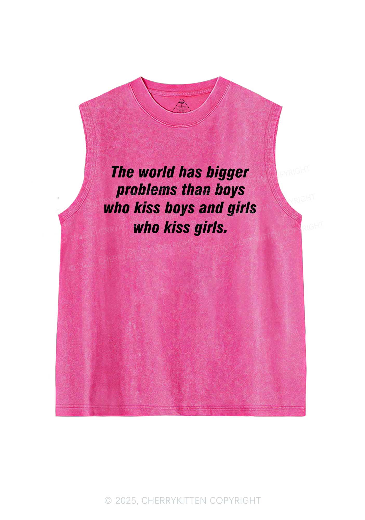 Who Kiss Girls Pride Y2K Washed Muscle Tank Cherrykitten