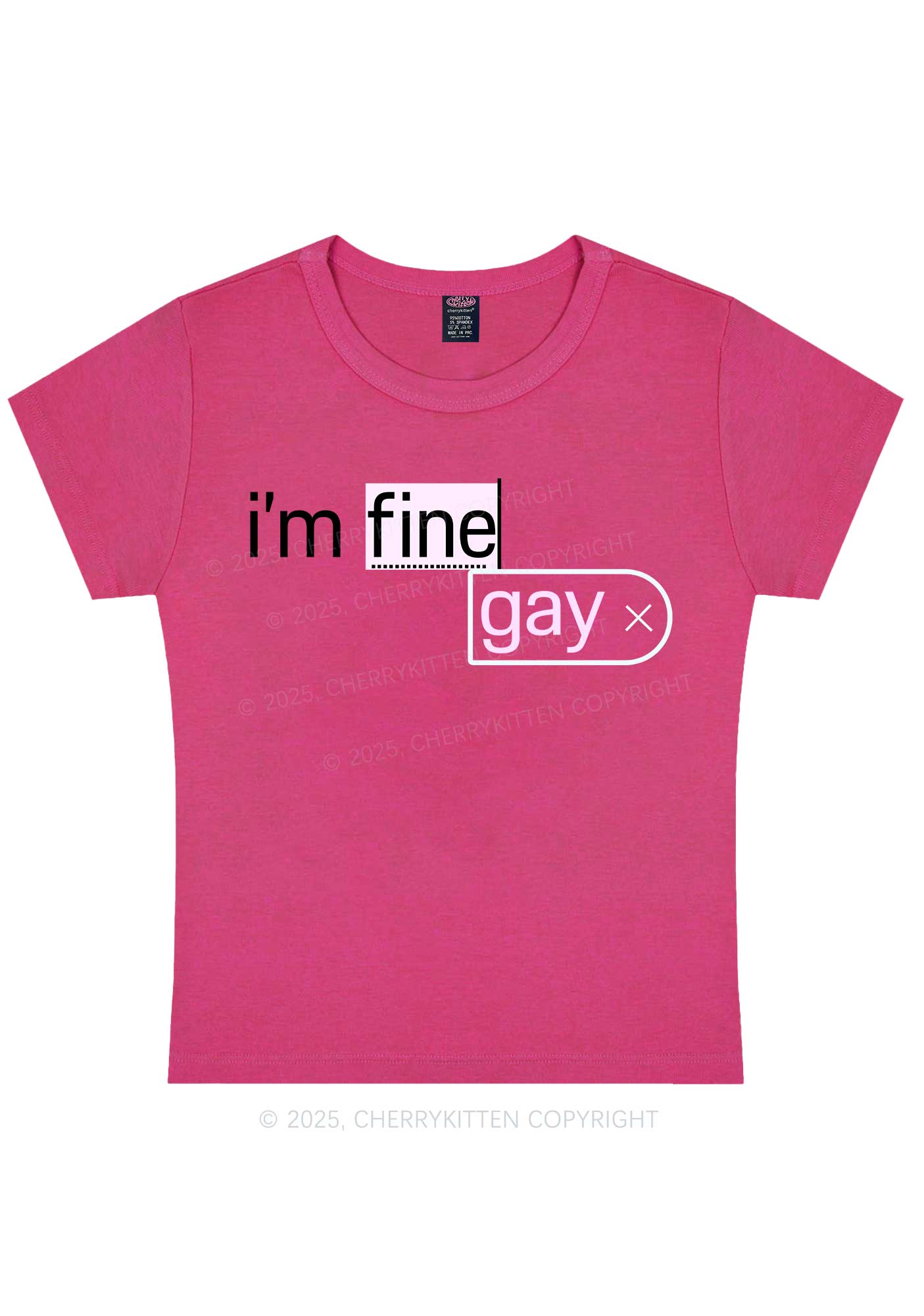 Im Fine Gay Pride Y2K Baby Tee Cherrykitten