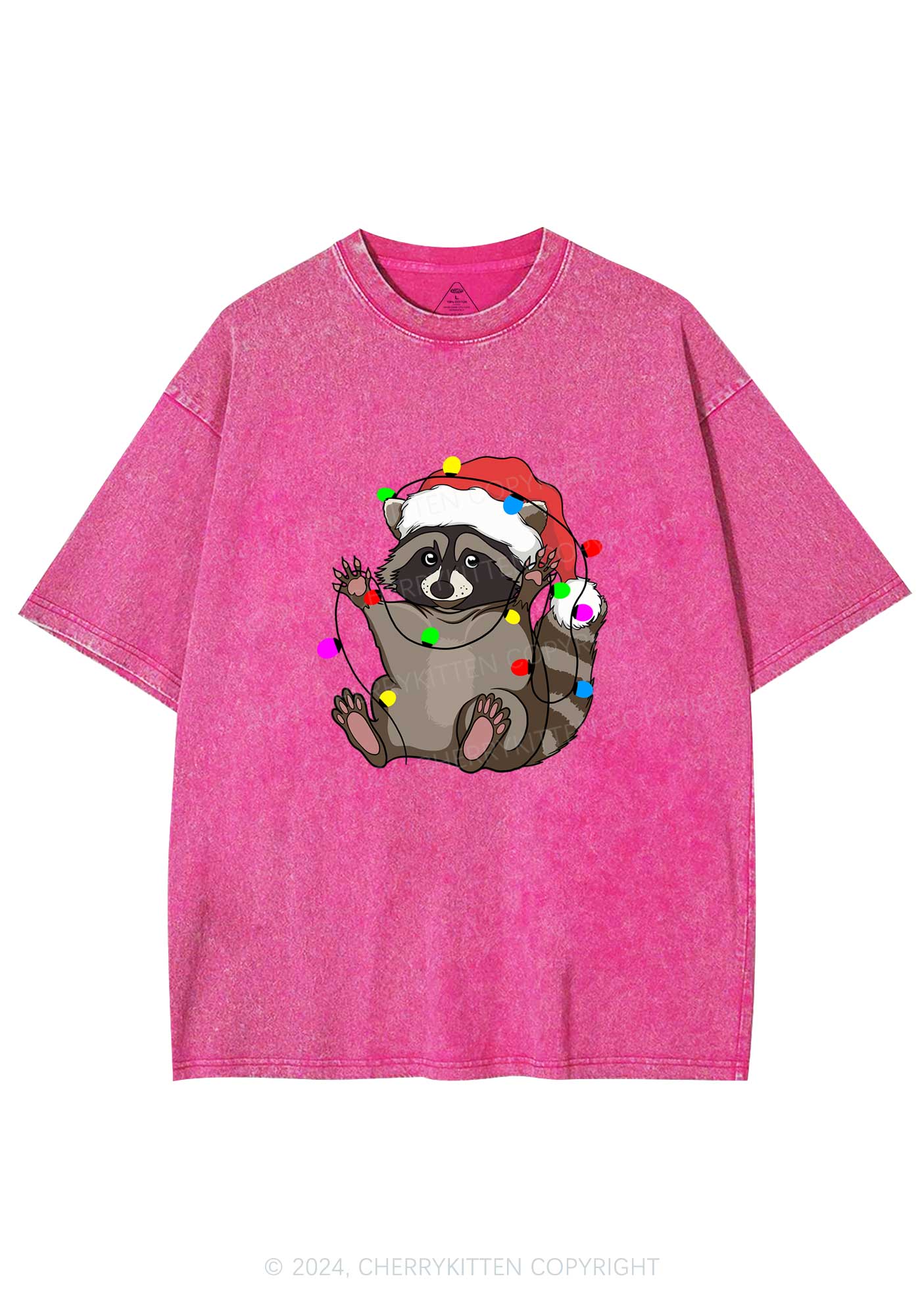 Christmas Raccoon Y2K Washed Tee Cherrykitten