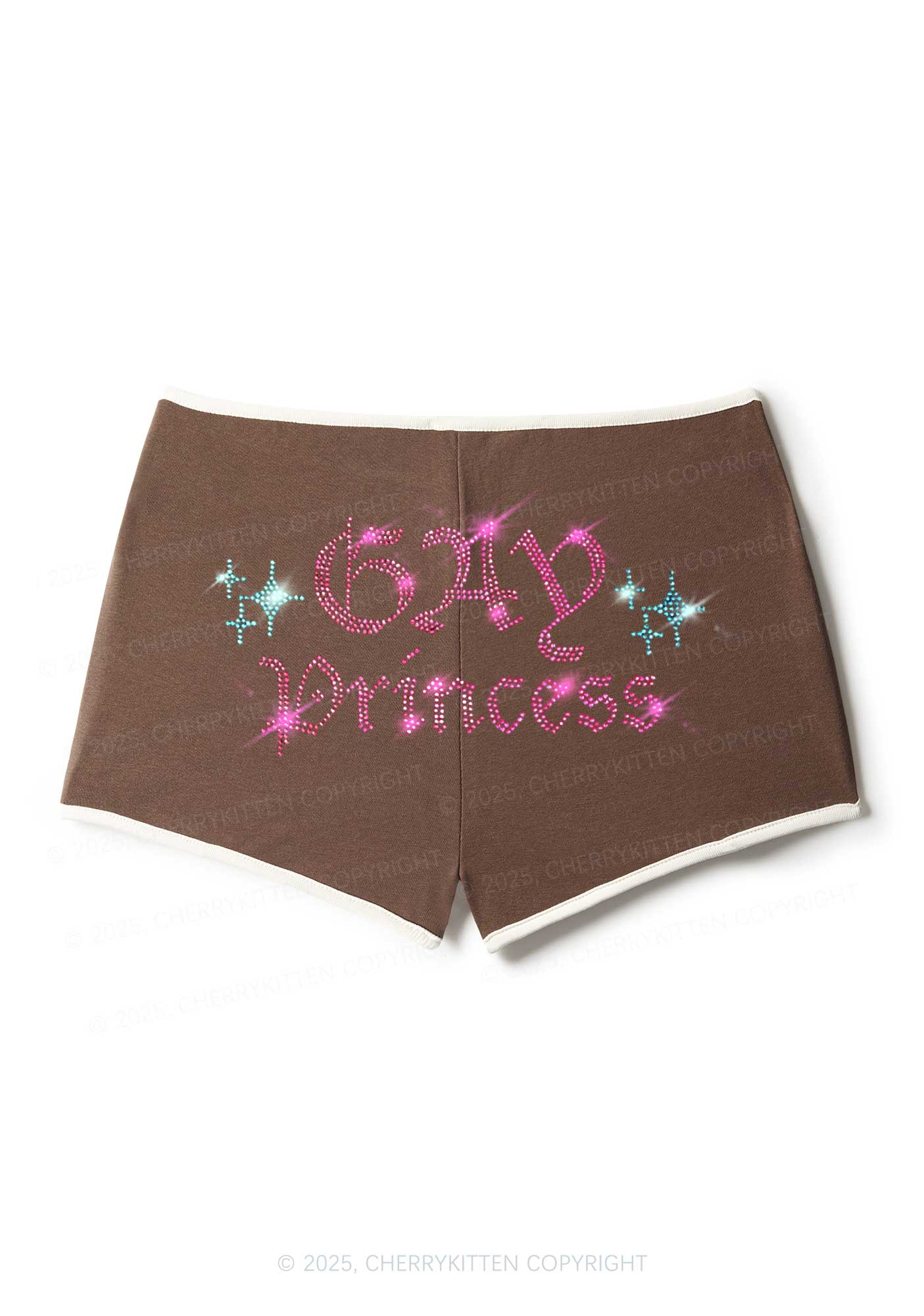 Rhinestone Gay Princess Pride Y2K Booty Shorts Cherrykitten