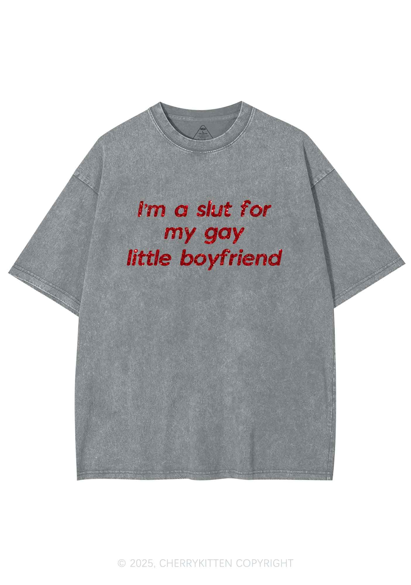 Glitter Slxt For My Gay BF Y2K Shirts Washed Tee Cherrykitten