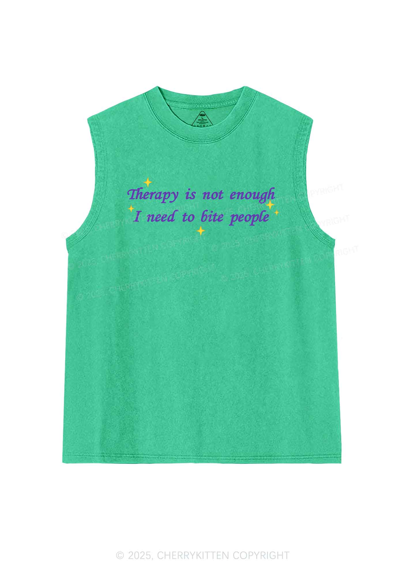 Therapy Not Enough Y2K Washed Muscle Tank Cherrykitten