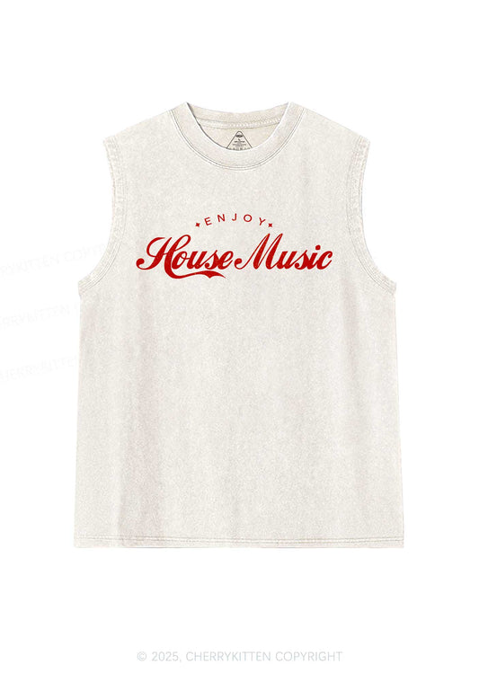Enjoy House Music Y2K Washed Muscle Tank Cherrykitten